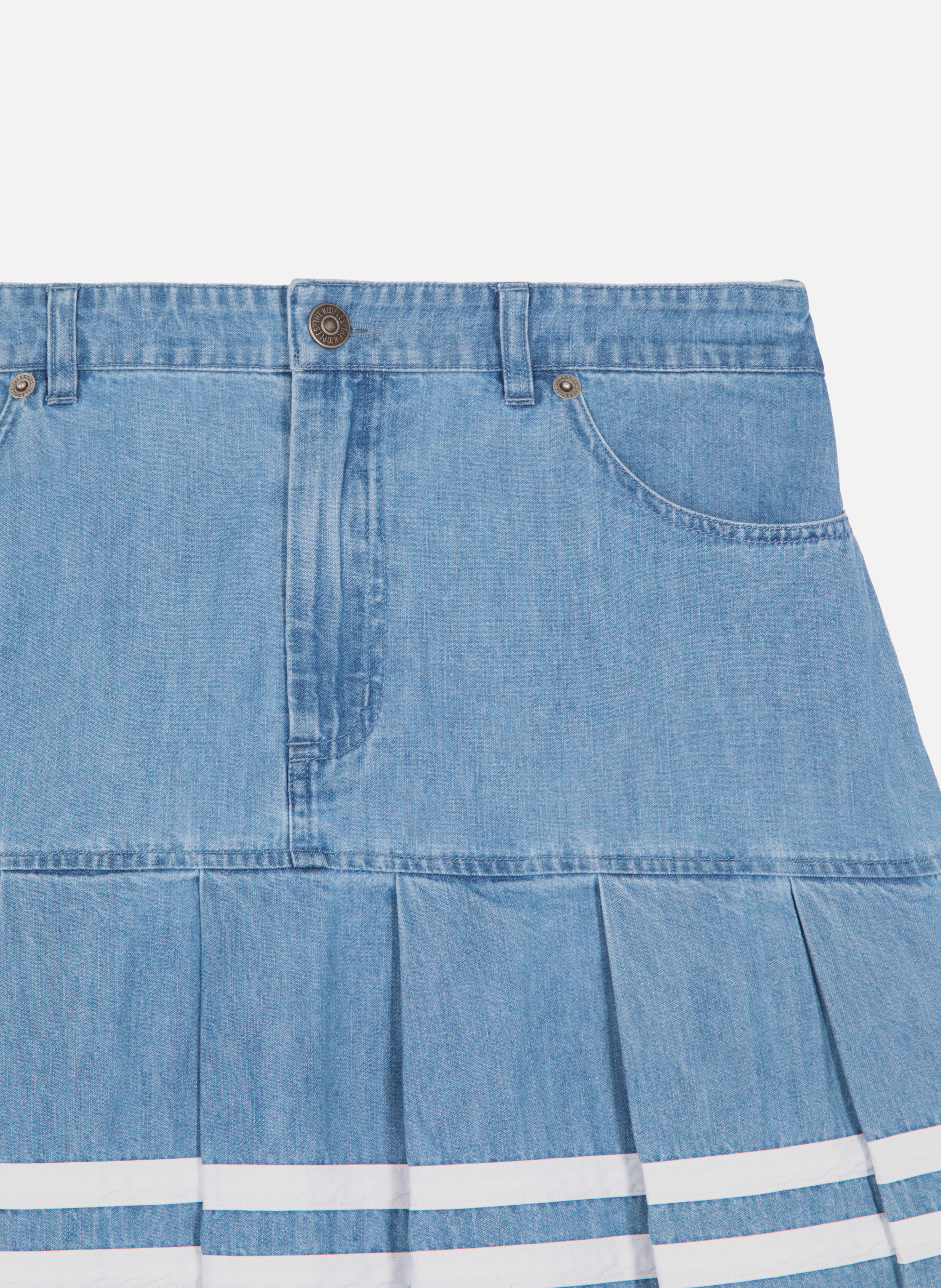 Pleated short denim skirt THE KOOPLES Blue
