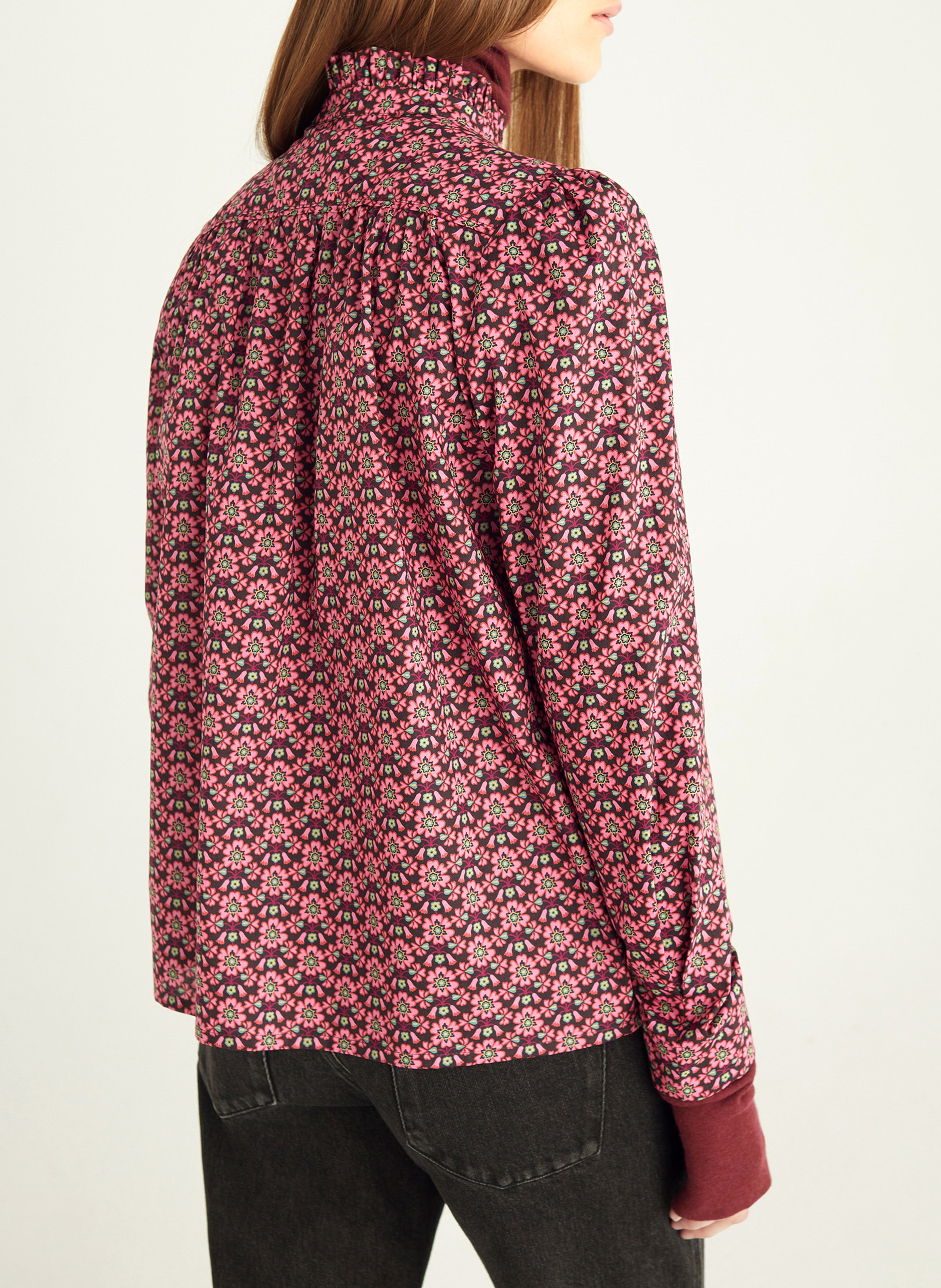 Chemise col montant imprimée COTELAC Rouge