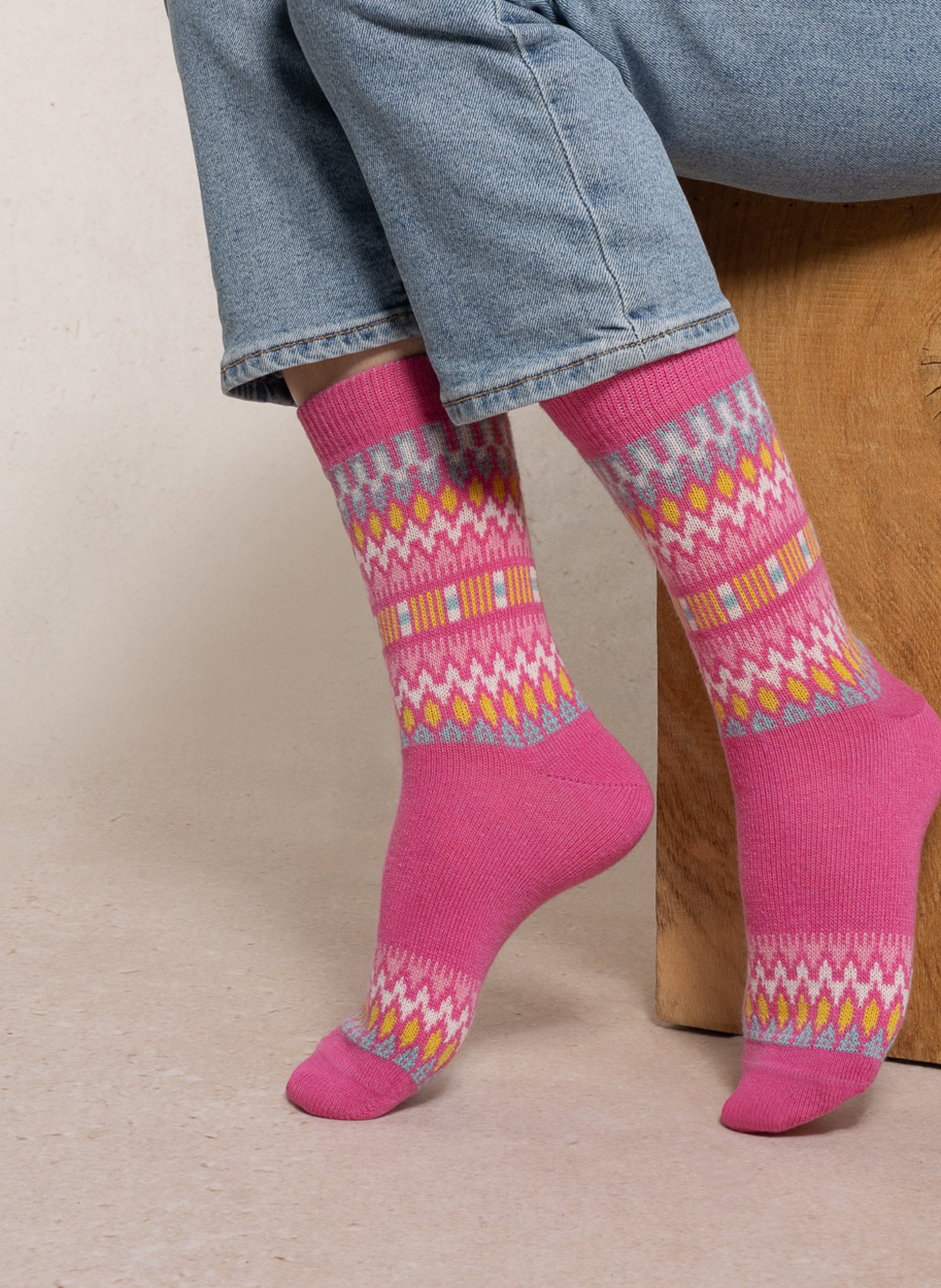 Chaussettes mi-haute imprimées BLEUFORET Rose