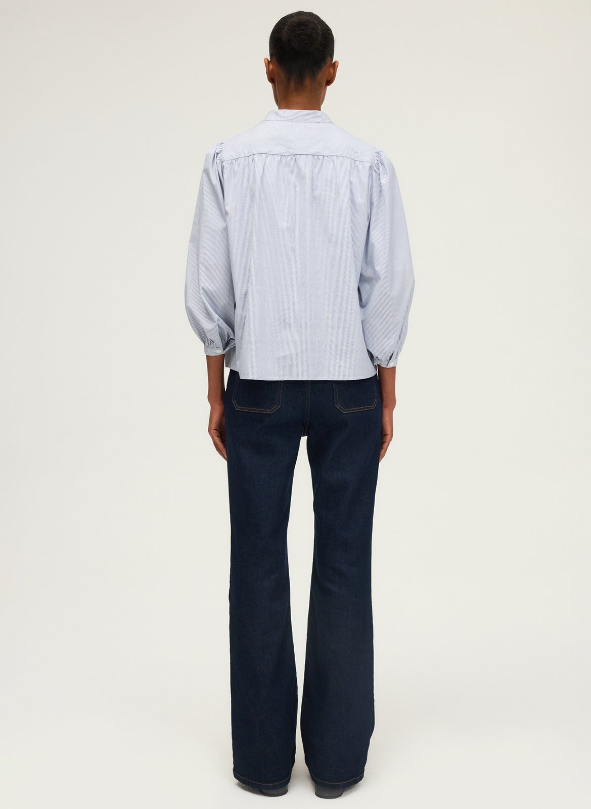 Chemise col rond en coton PABLO Blue