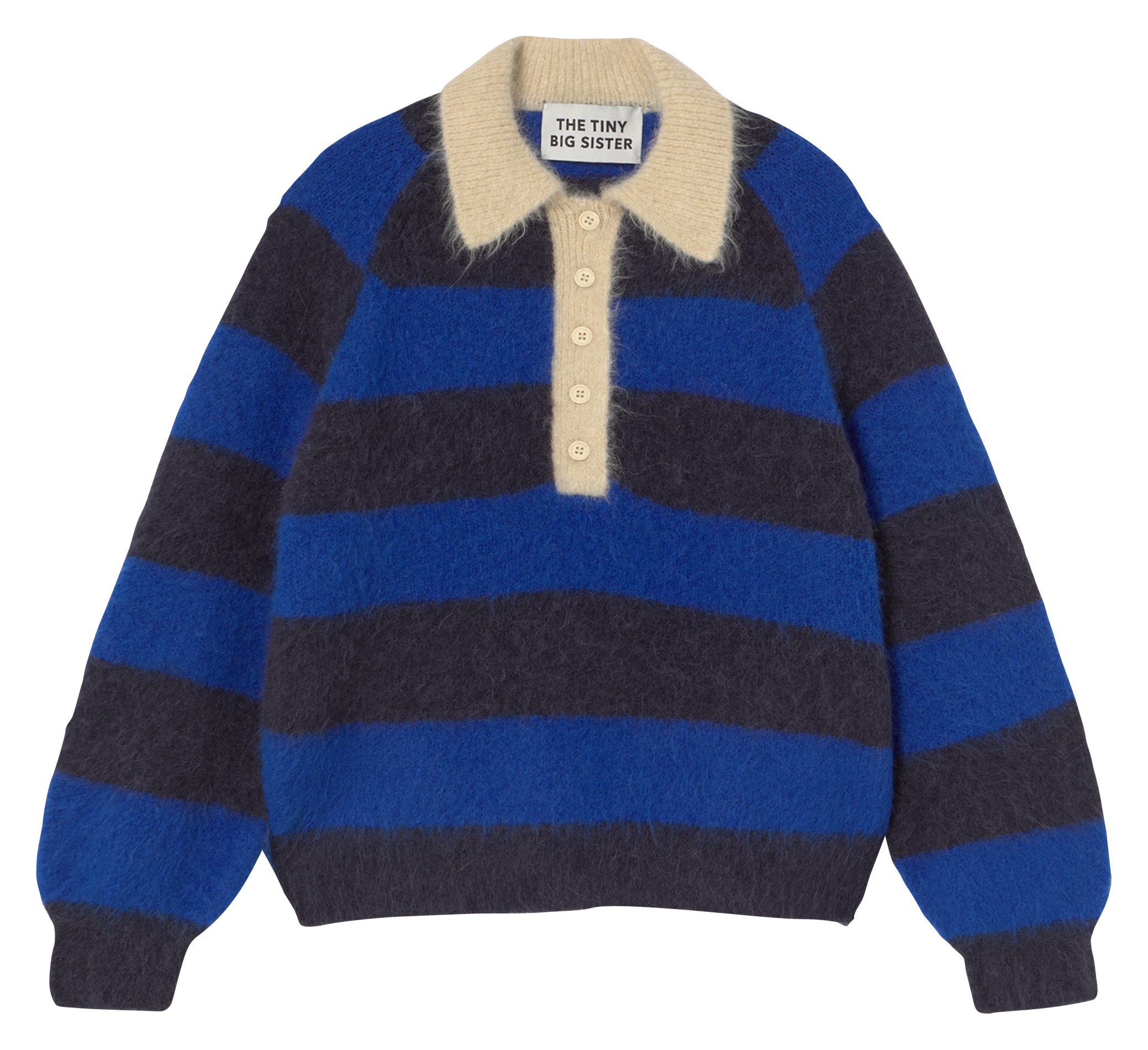 Pull col polo rayé THE TINY BIG SISTER Bleu