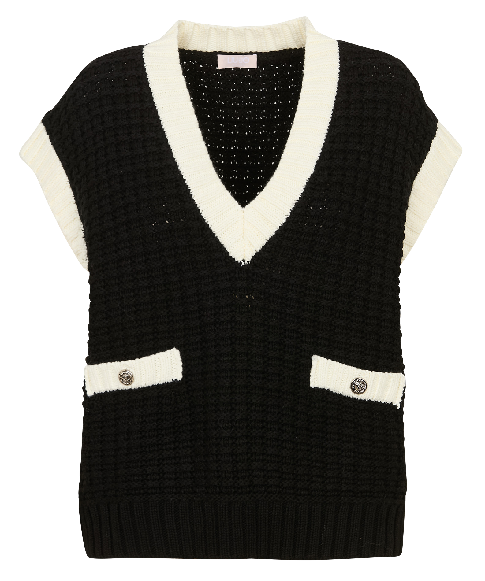 Pull col v en coton mélangé LIU JO Noir