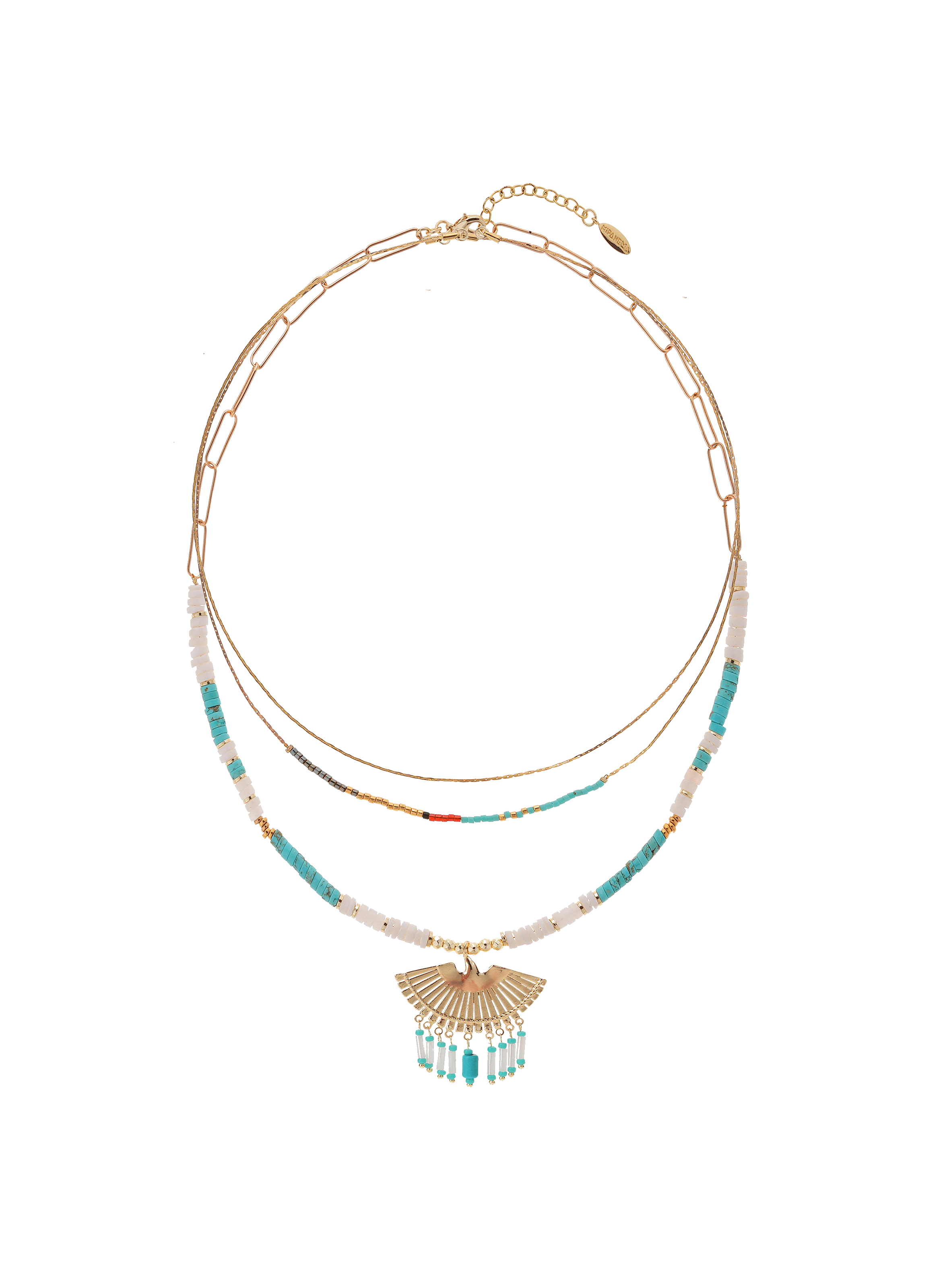 Multiple strand necklace with pearls and pendant HIPANEMA Blue