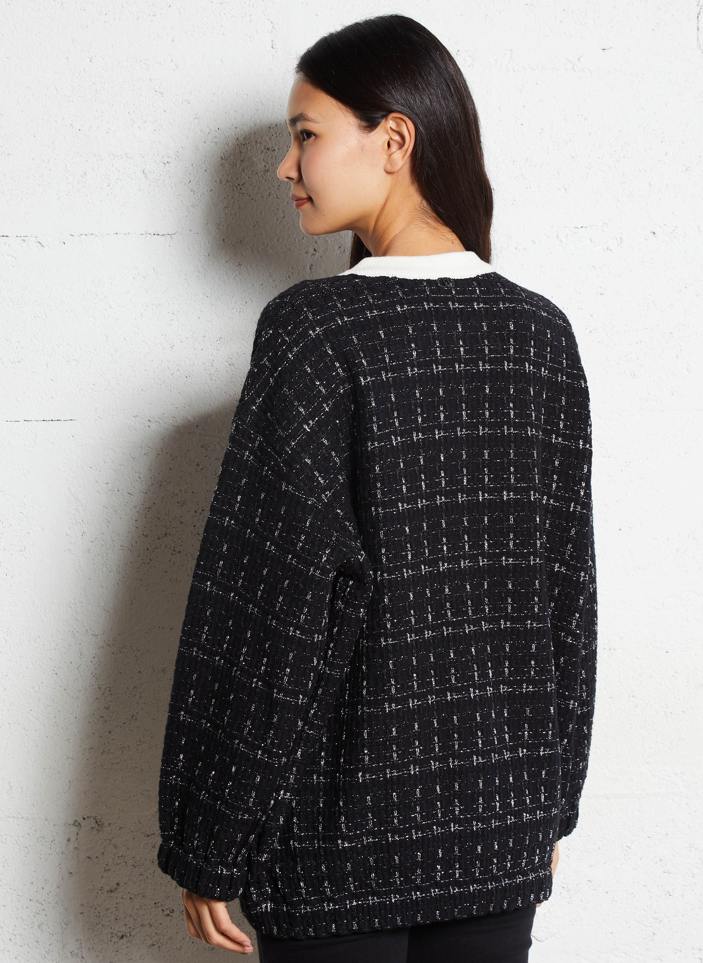 Veste oversize col rond en coton mélangé LIU JO Noir