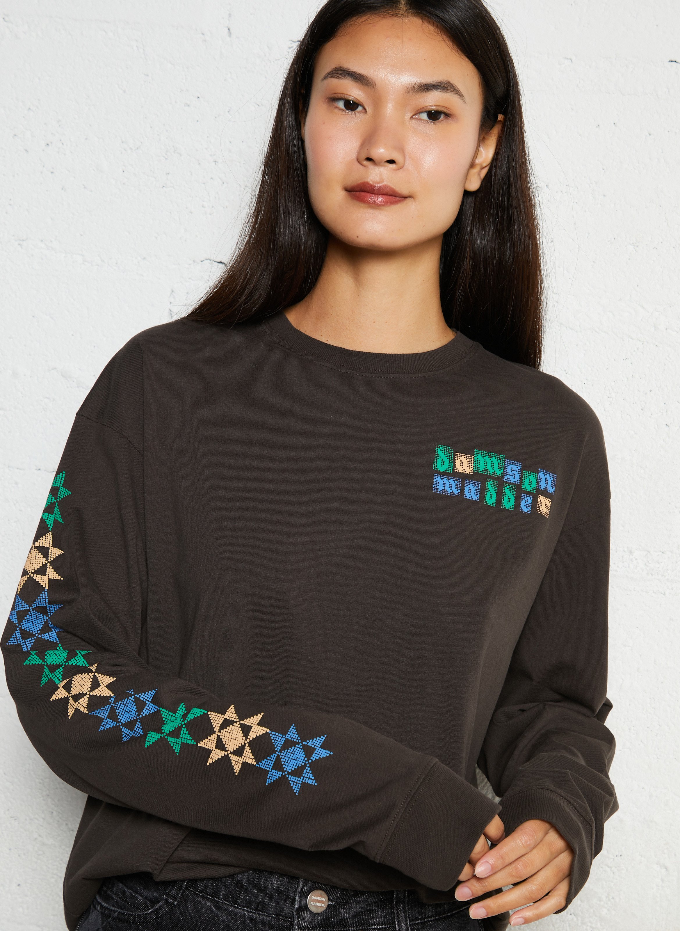 Straight round neck t-shirt with printed back DAMSON MADDER Brown