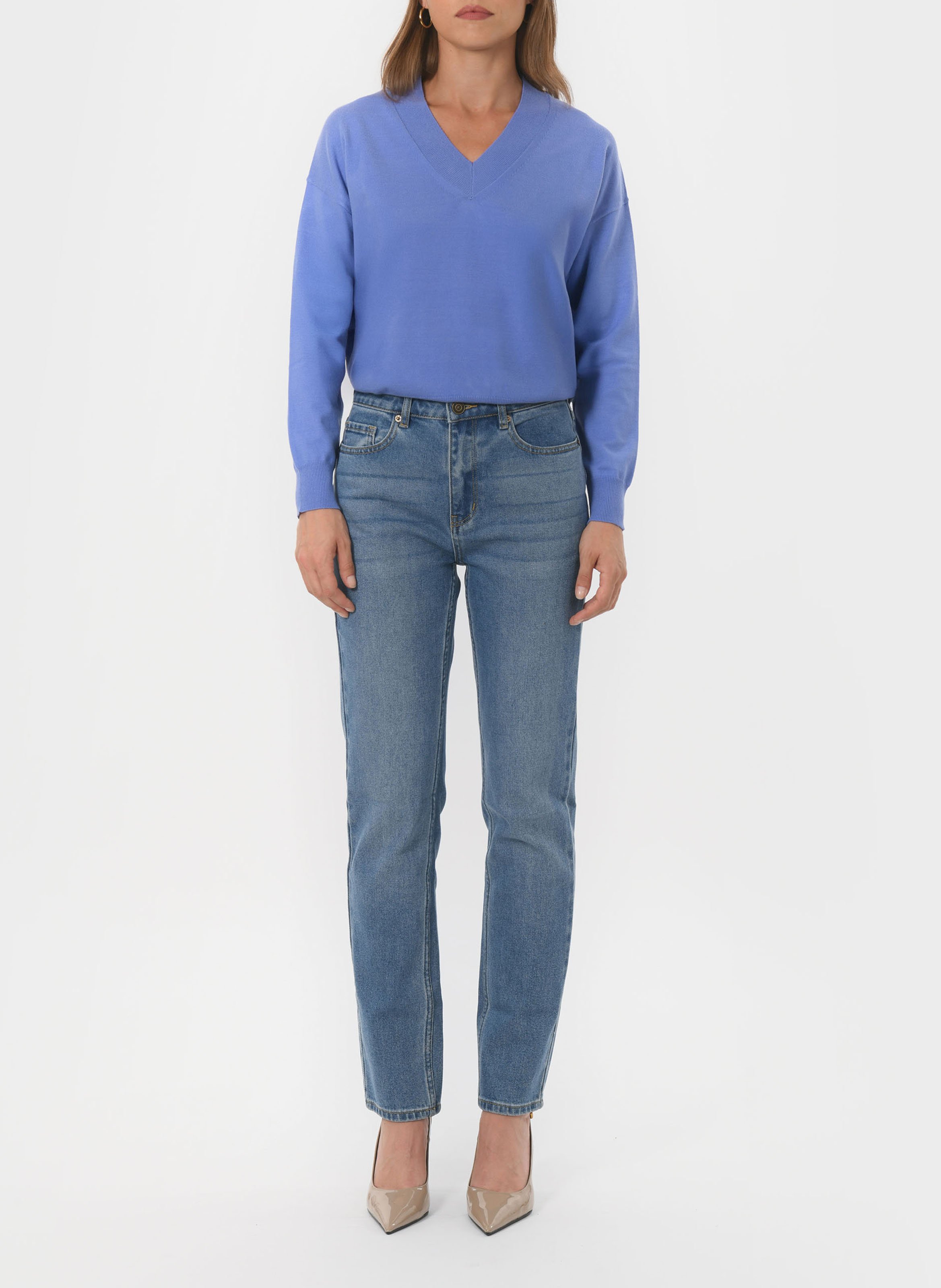 Pull col V KOOKAI Bleu