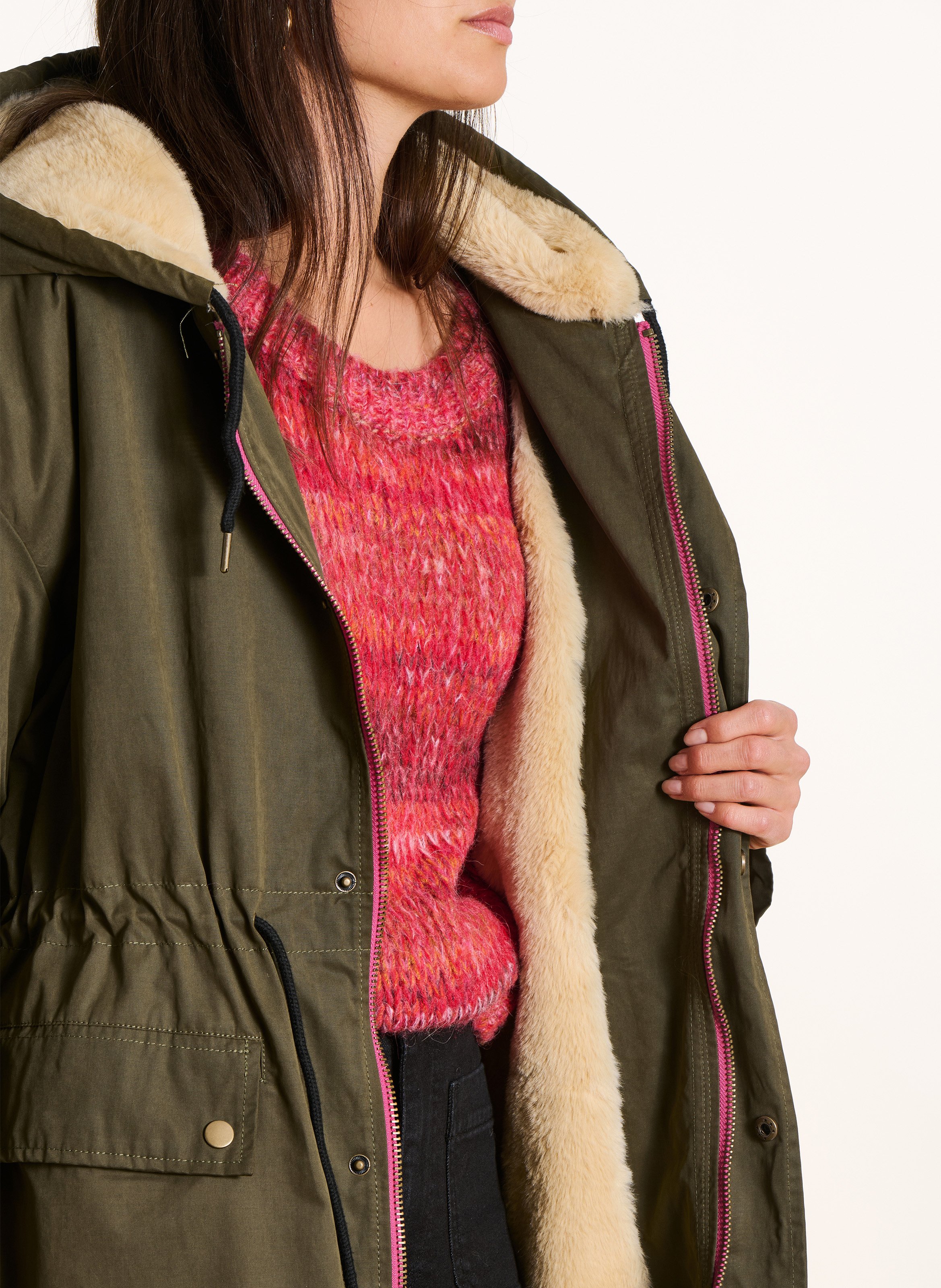 Hooded cotton-blend parka LA FEE MARABOUTEE Green