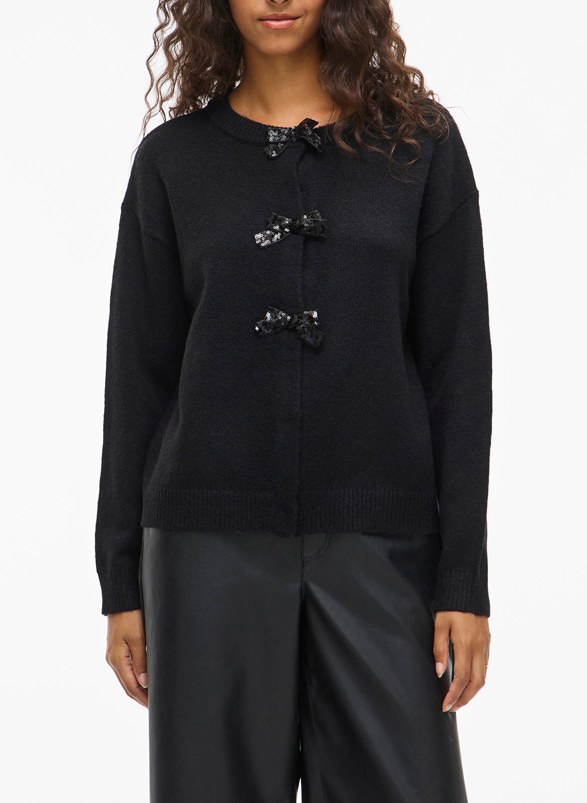 Round-neck cardigan VILA Black