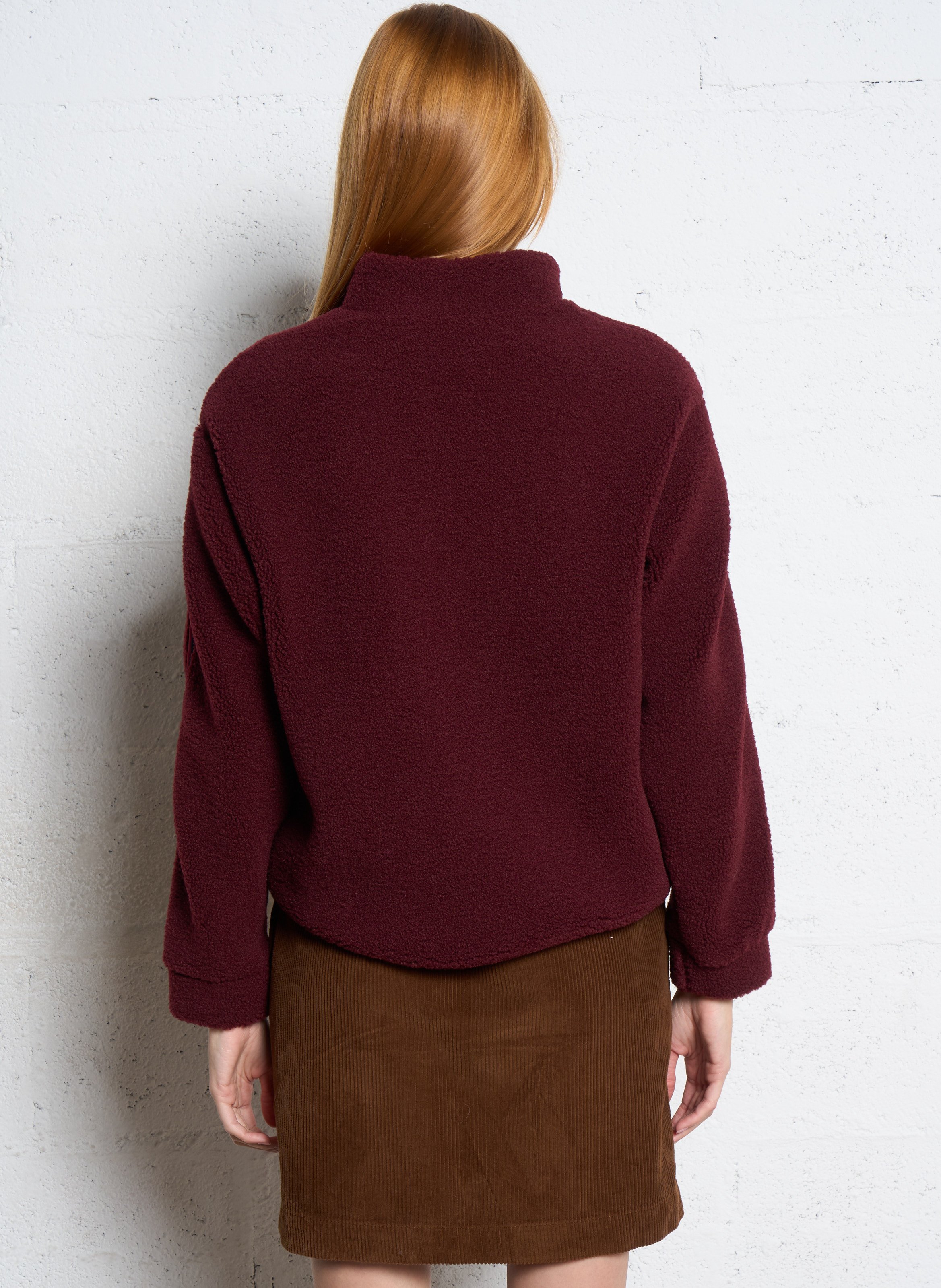 Sweat col montant zippé en sherpa I CODE Rouge