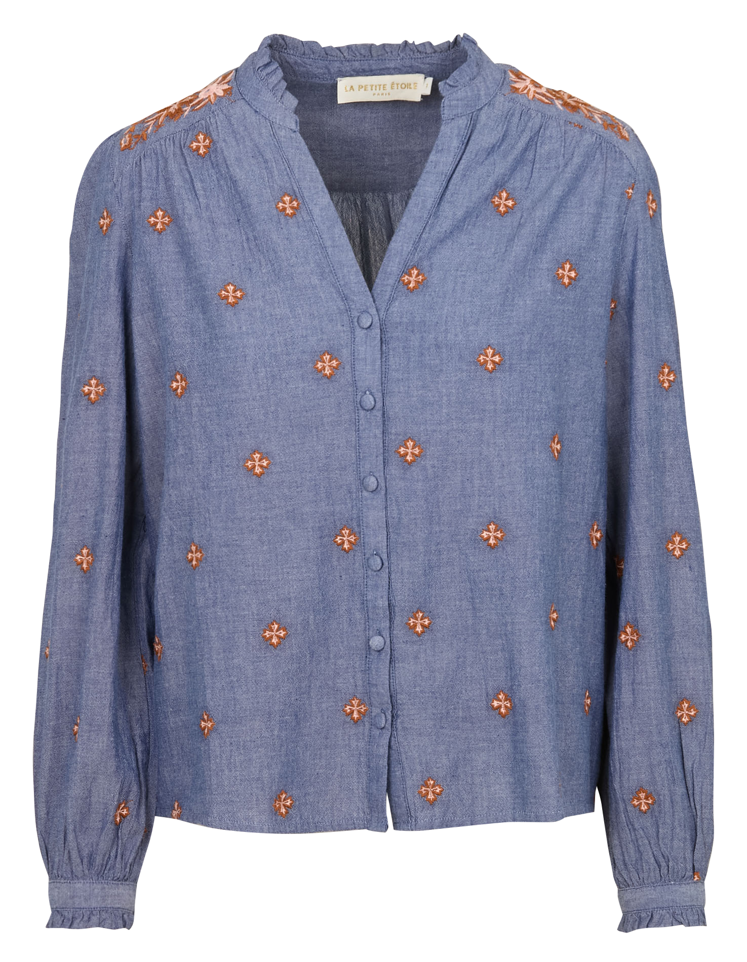 Blouse col v en jean  LA PETITE ETOILE Bleu