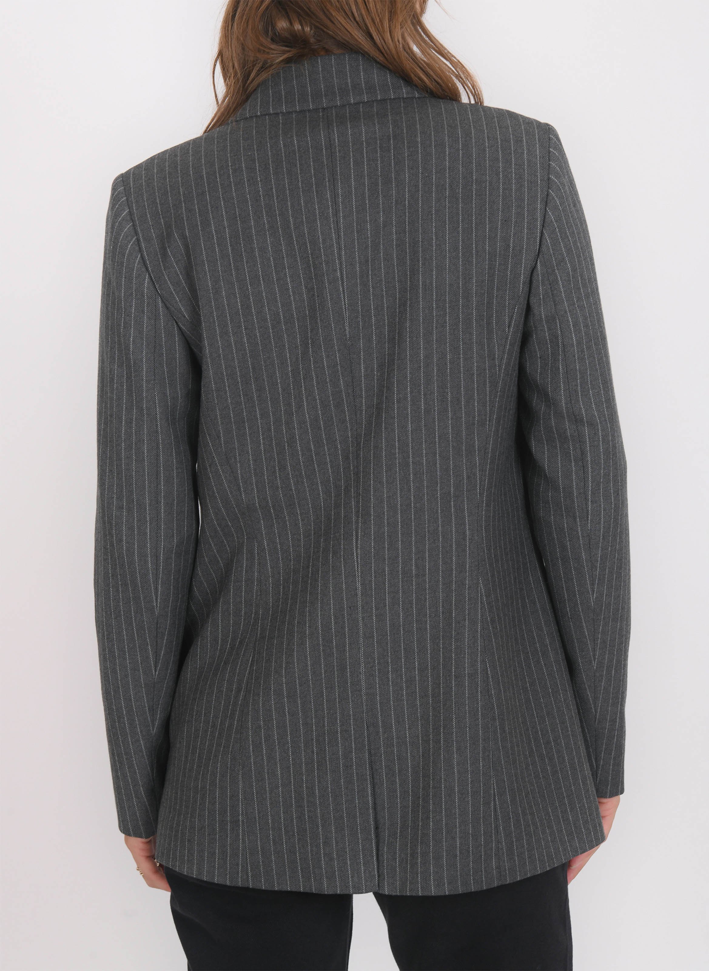 Veste droite col tailleur à rayures KOOKAI Gris