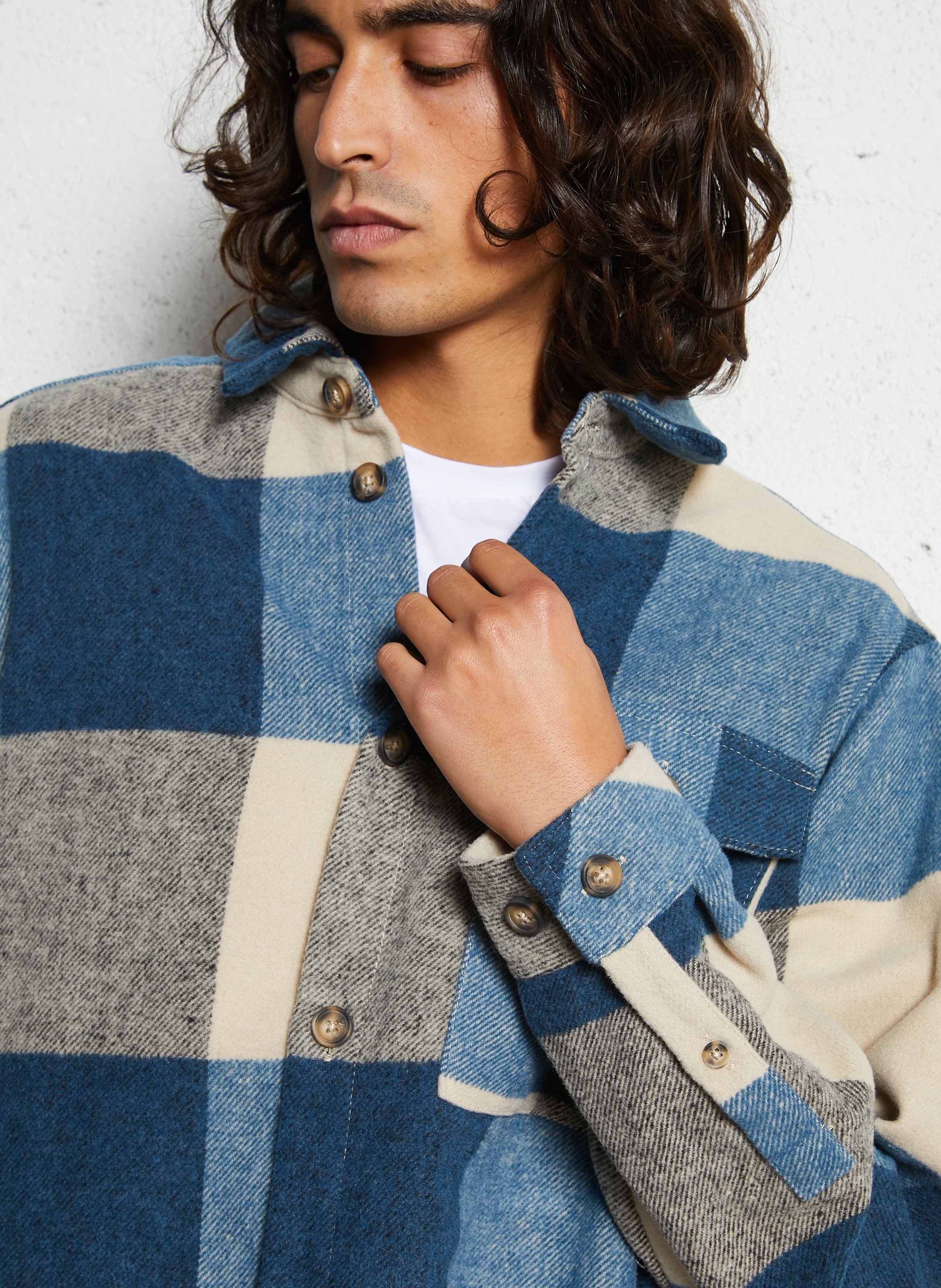 Checked overshirt SOLID Blue