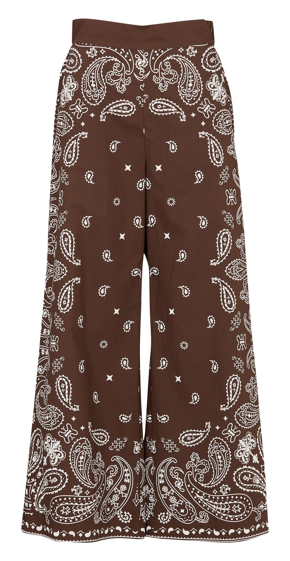 Pantalon évasé imprimé en coton organique SUNCOO Marron