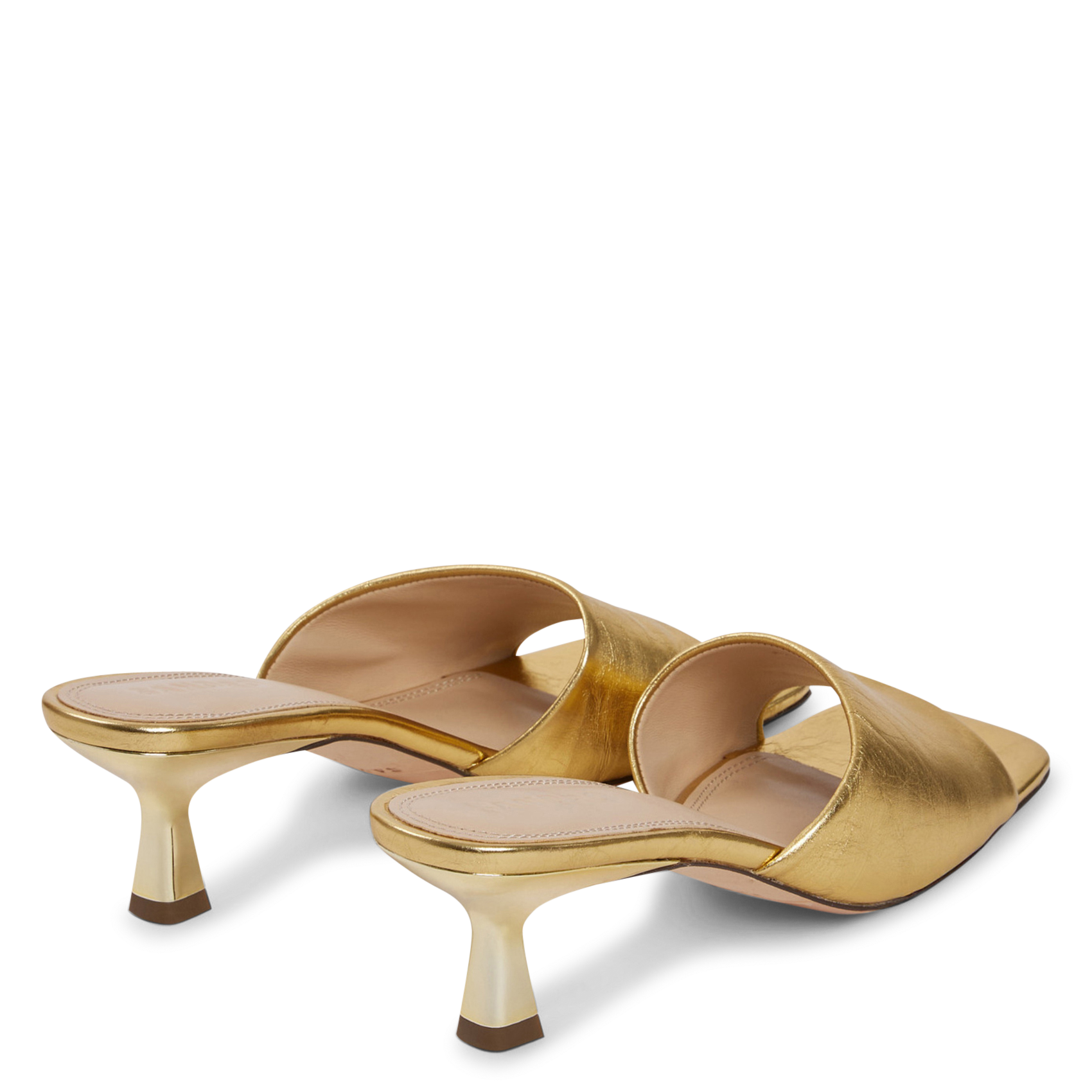 Vierkante leren glanzende muiltjes SANDRO Goudkleurig