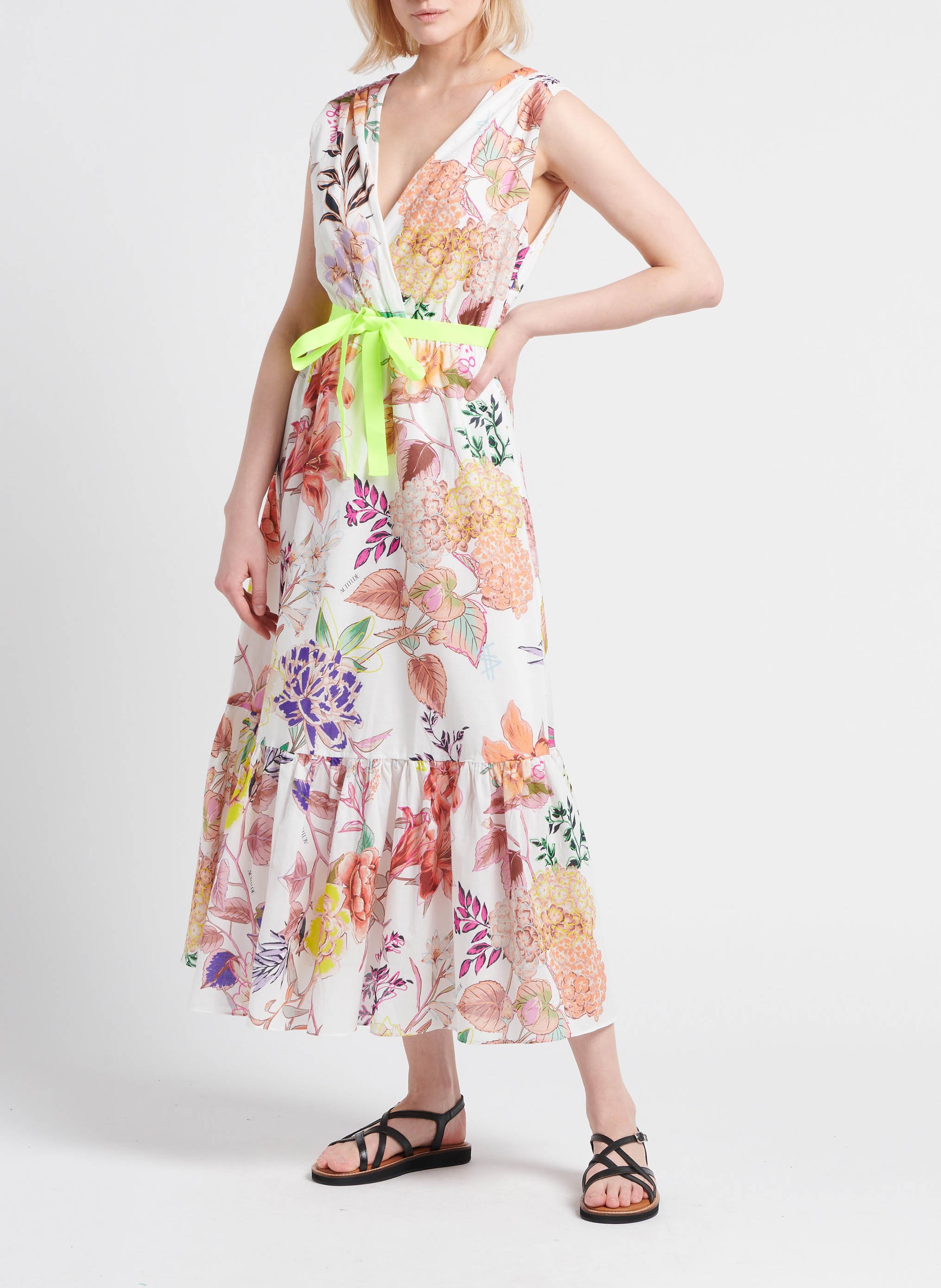 Robe longue évasé en coton imprimé TWINSET Multicolore