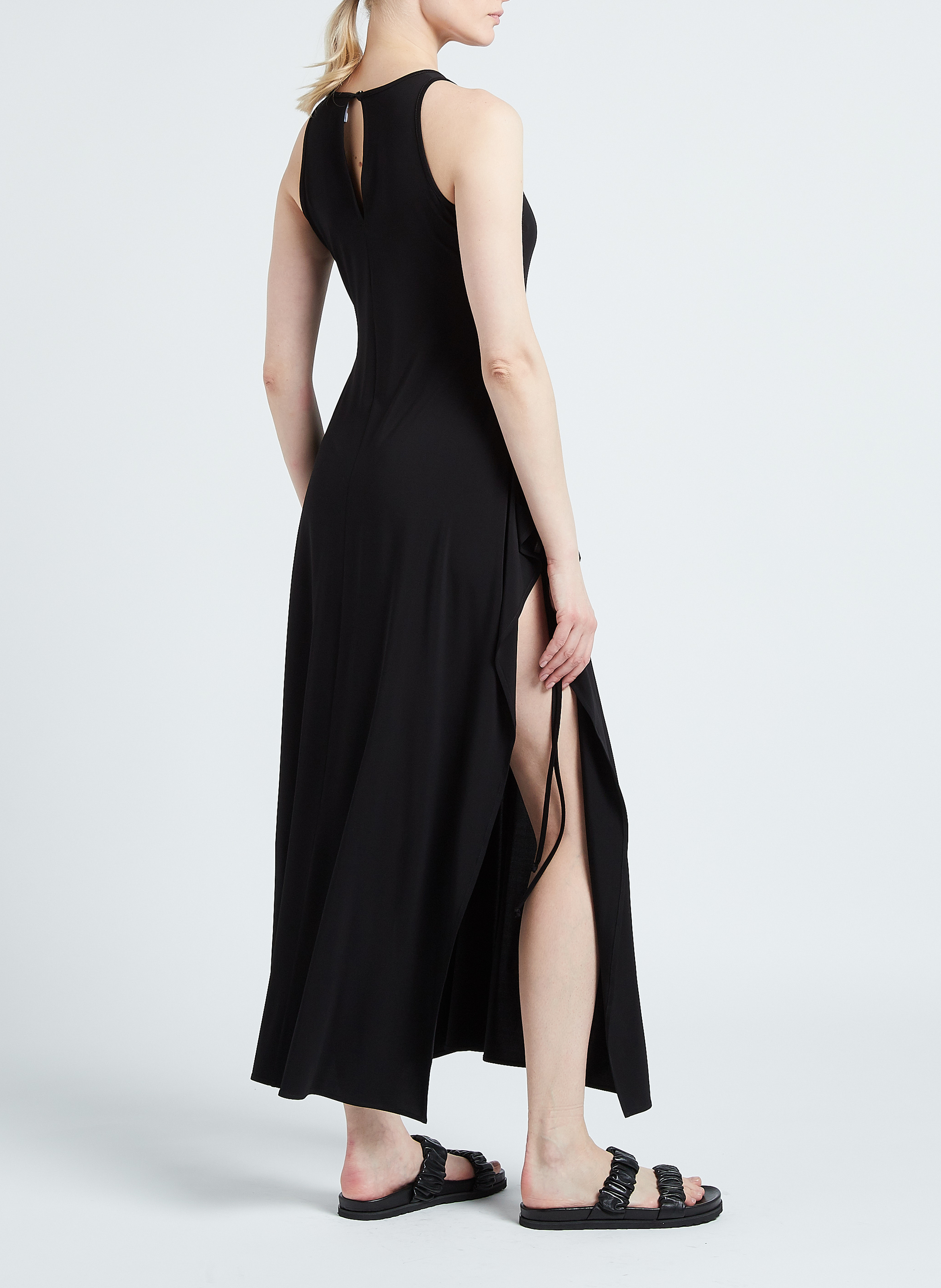 Long stretchy round-neck dress MAX MARA LEISURE Black