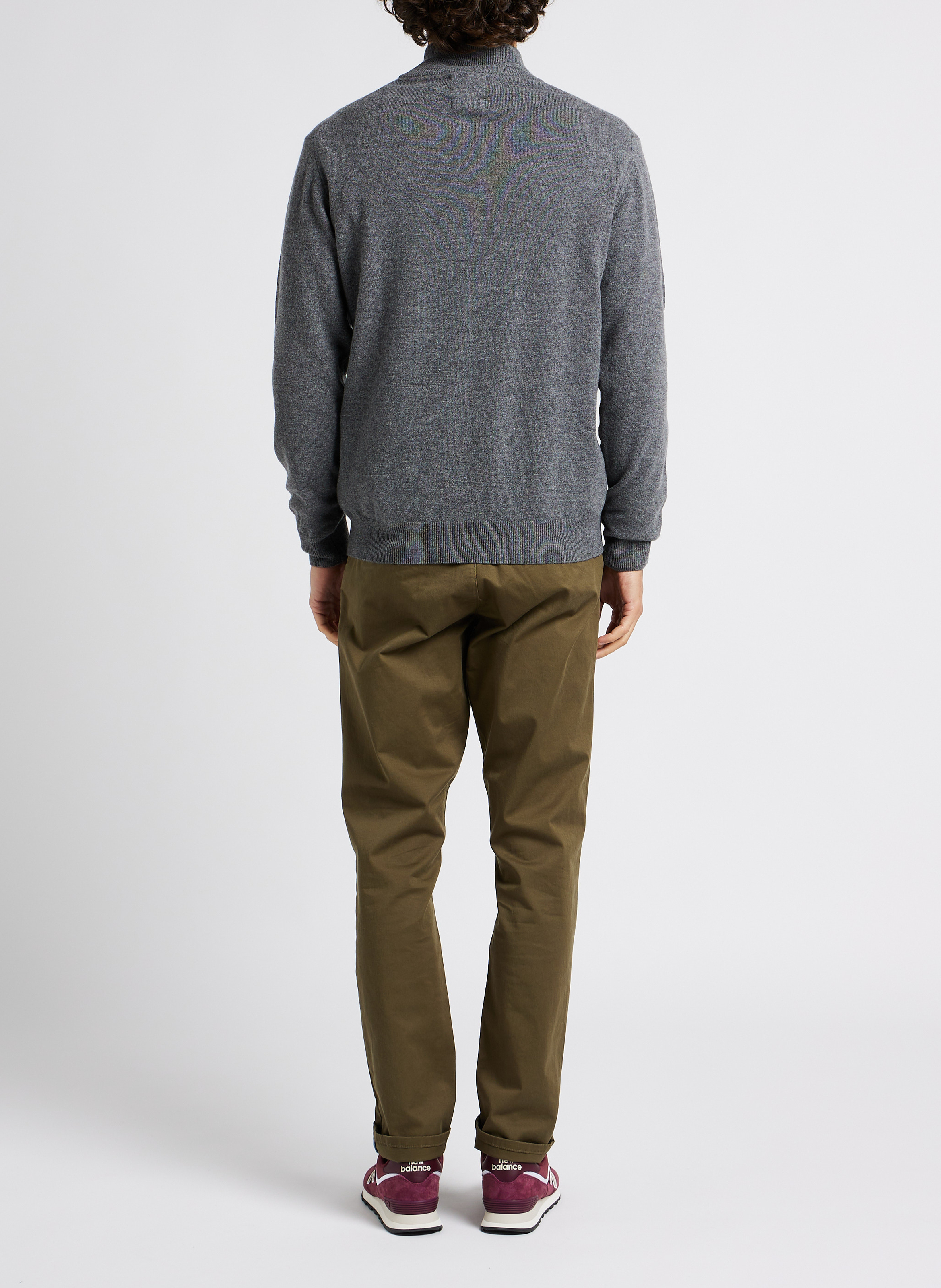 Pull droit col montant zippé en laine GANT Gris