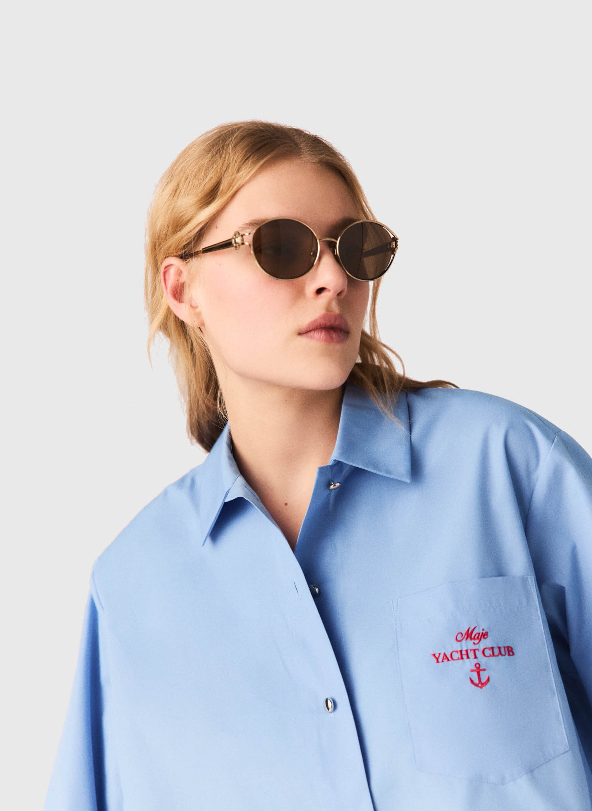 Chemise oversize courte col classique  MAJE Bleu