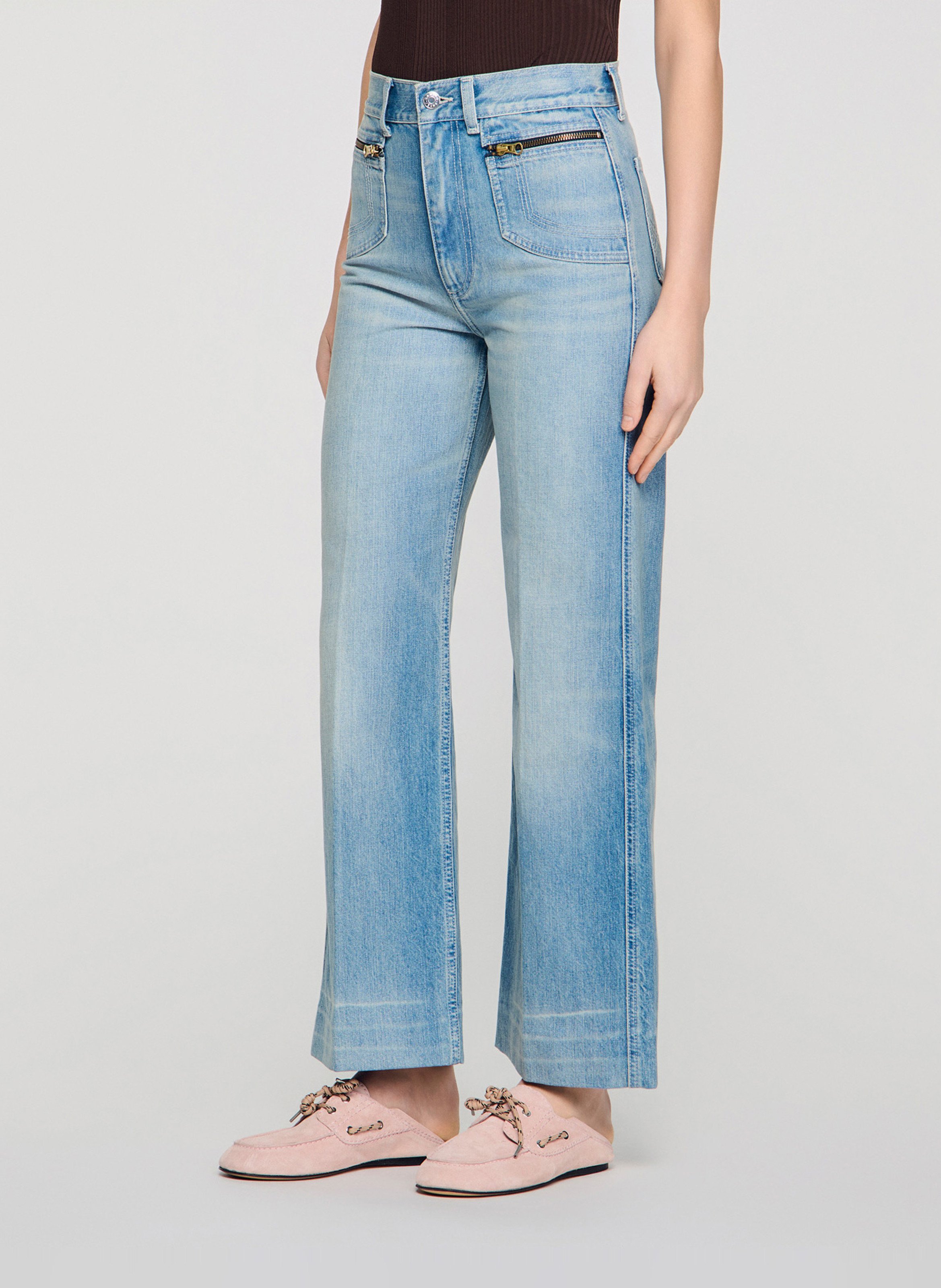 Jean droit en coton SANDRO Bleu