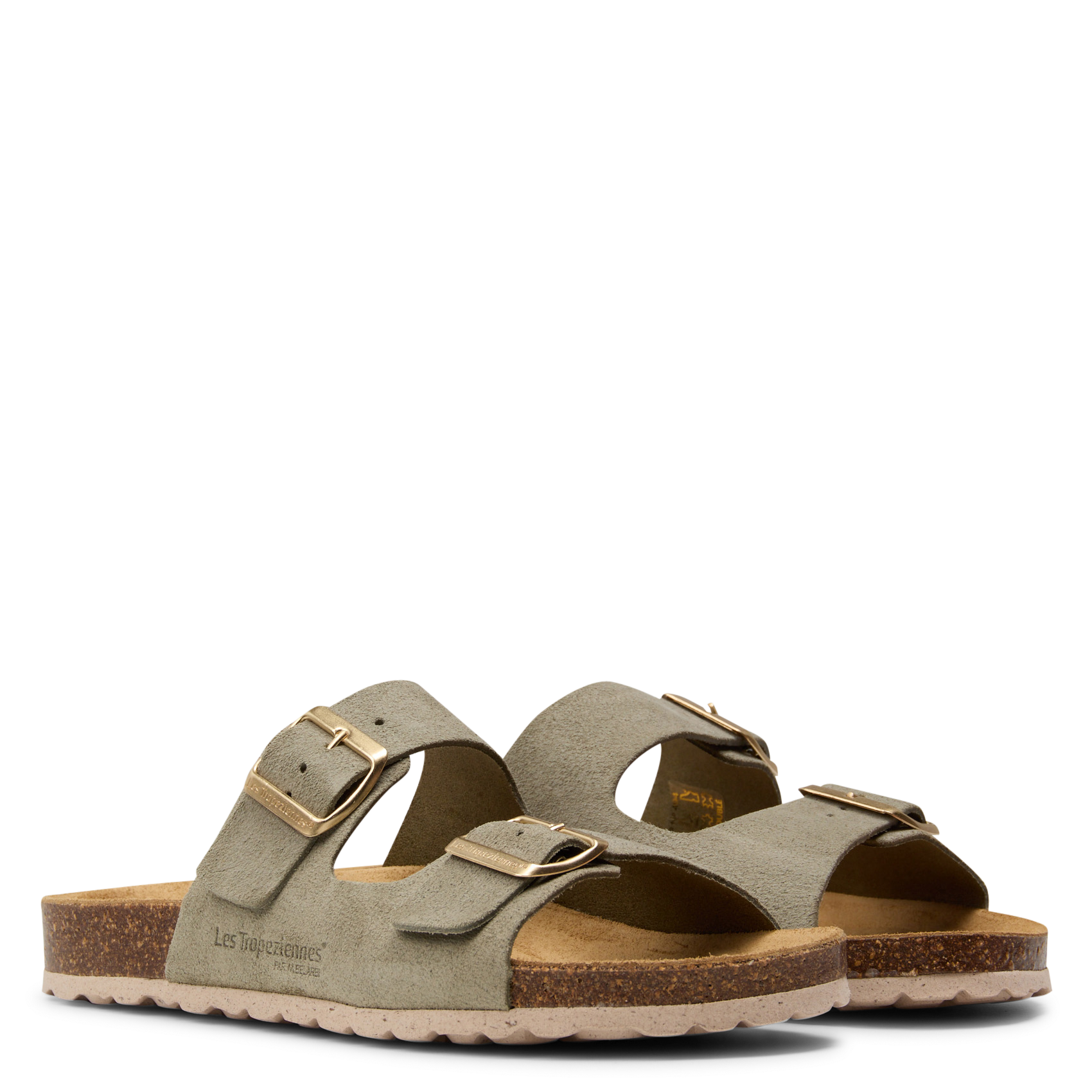 Sandales plates à brides en cuir LES TROPEZIENNES PAR M.BELARBI Vert