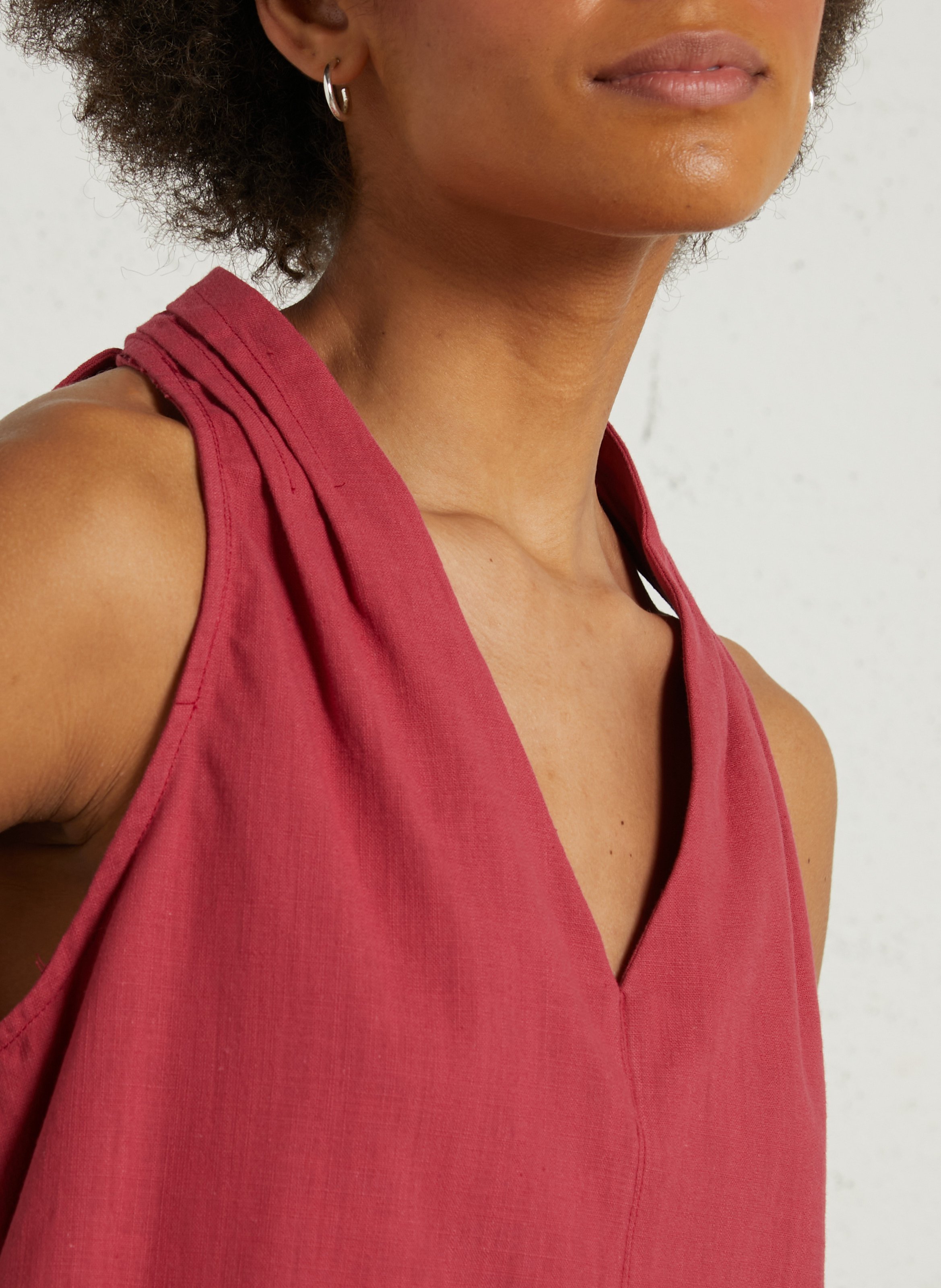 Top col V ample dentelle en lin mélangé SEE U SOON Violet