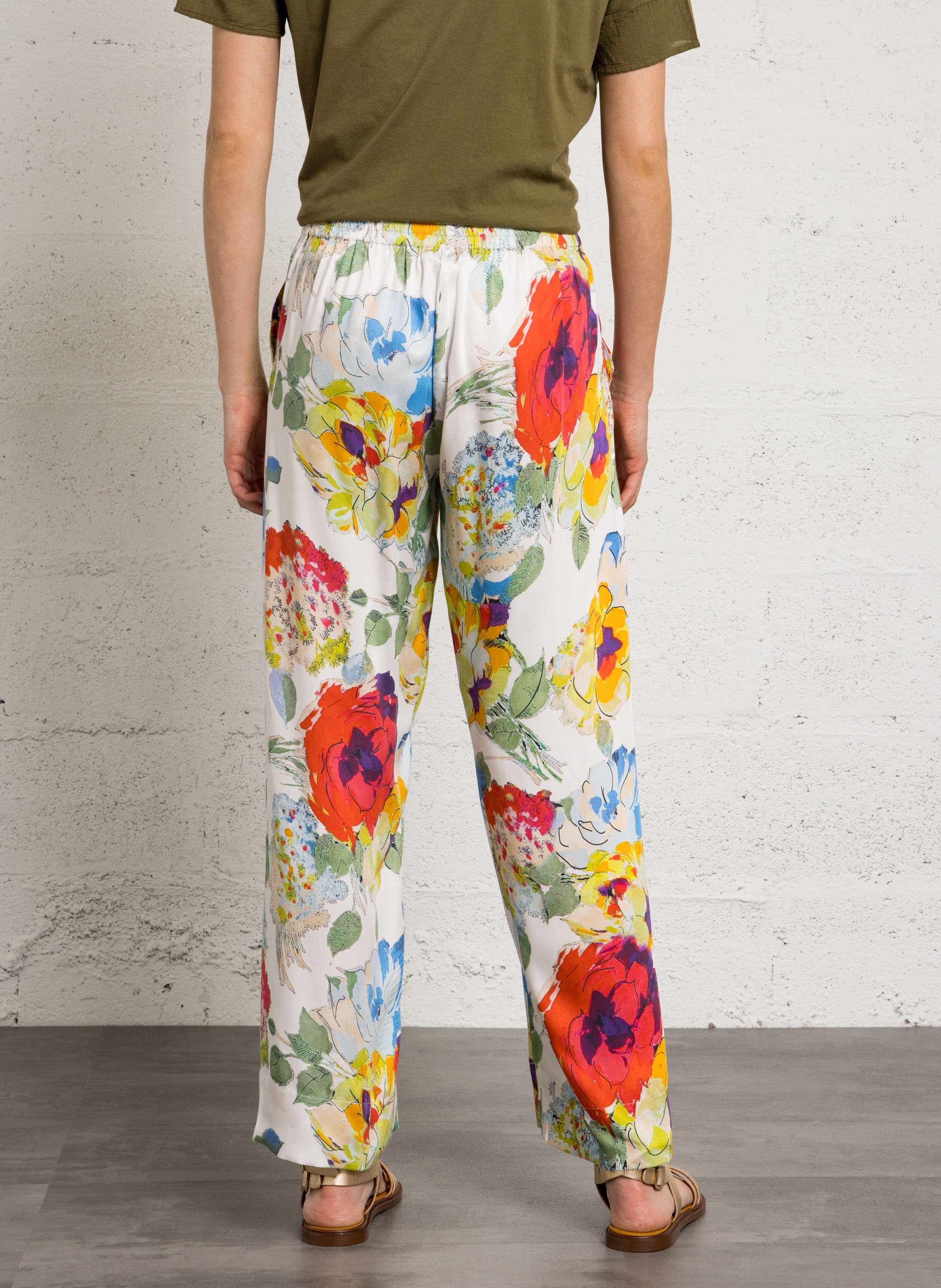 Dalida - Gerade geschnittene bedruckte Hose BELLA JONES Weiss