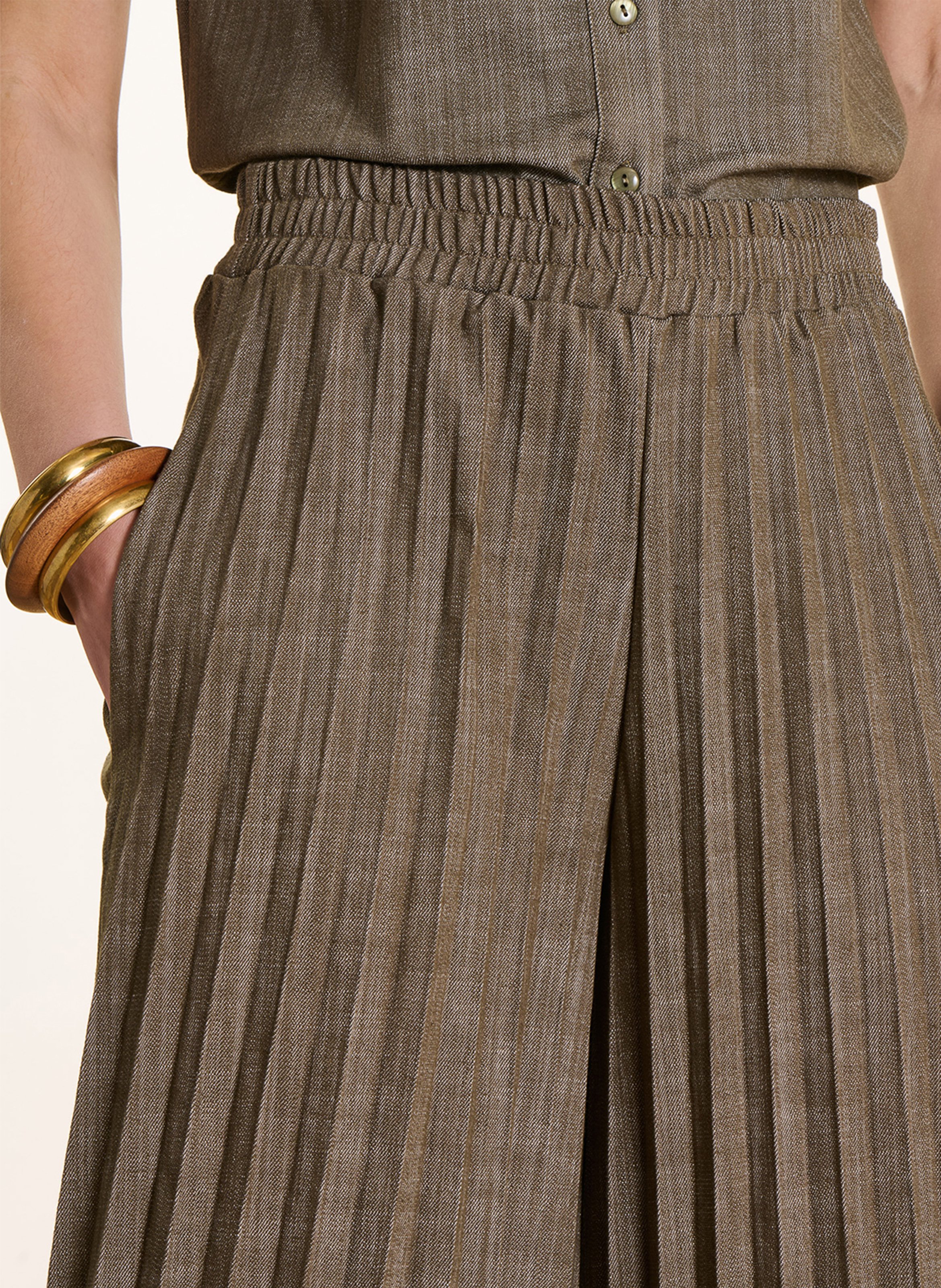 Weite plissierte Hose aus Baumwollmischung LA FEE MARABOUTEE Grun