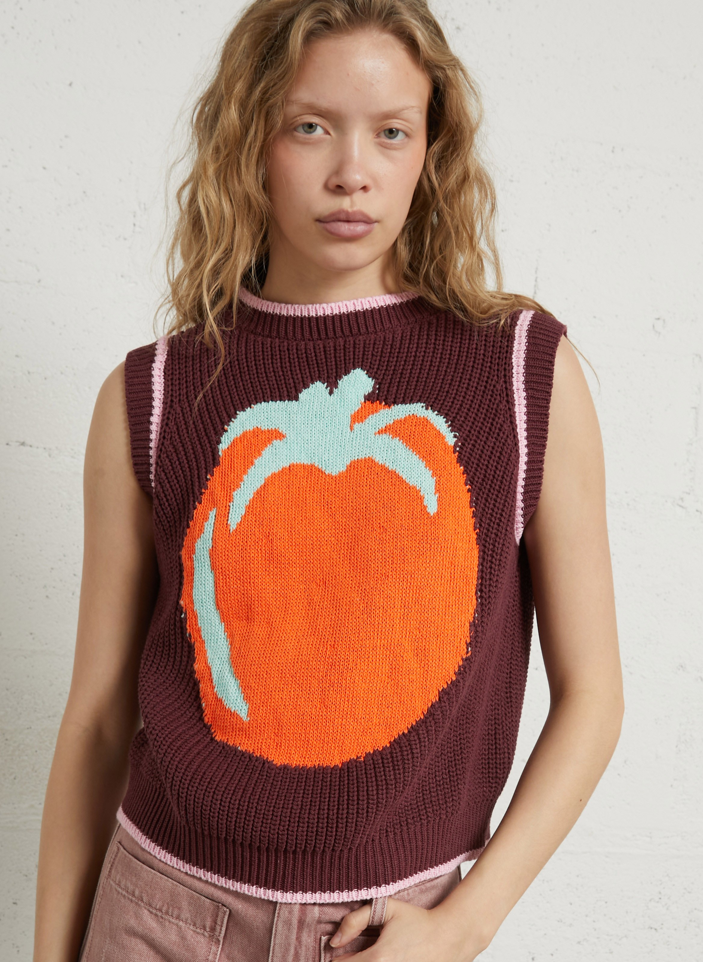 Straight cotton-blend sweater with round neck DR BLOOM