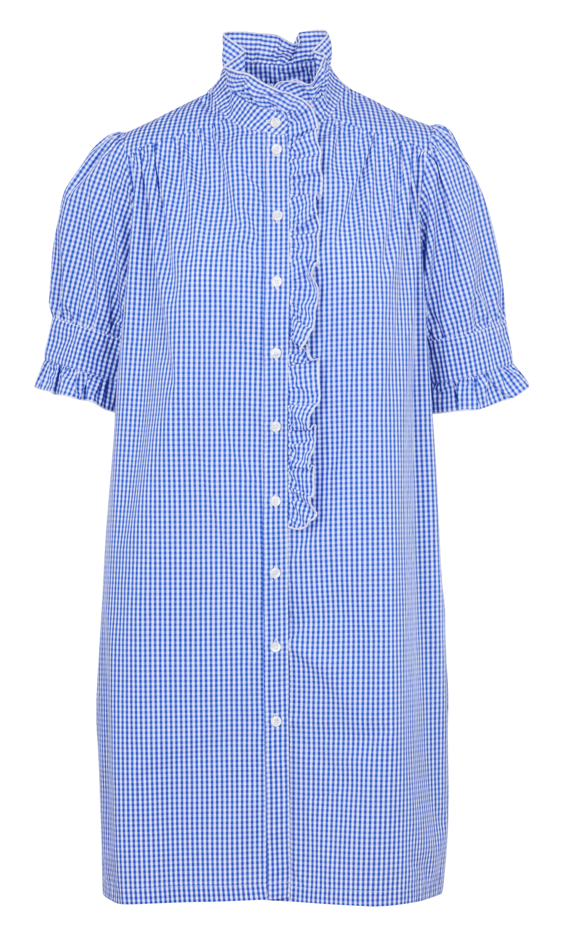 Short cotton dress with high neck SUZIE WINKLE Blue