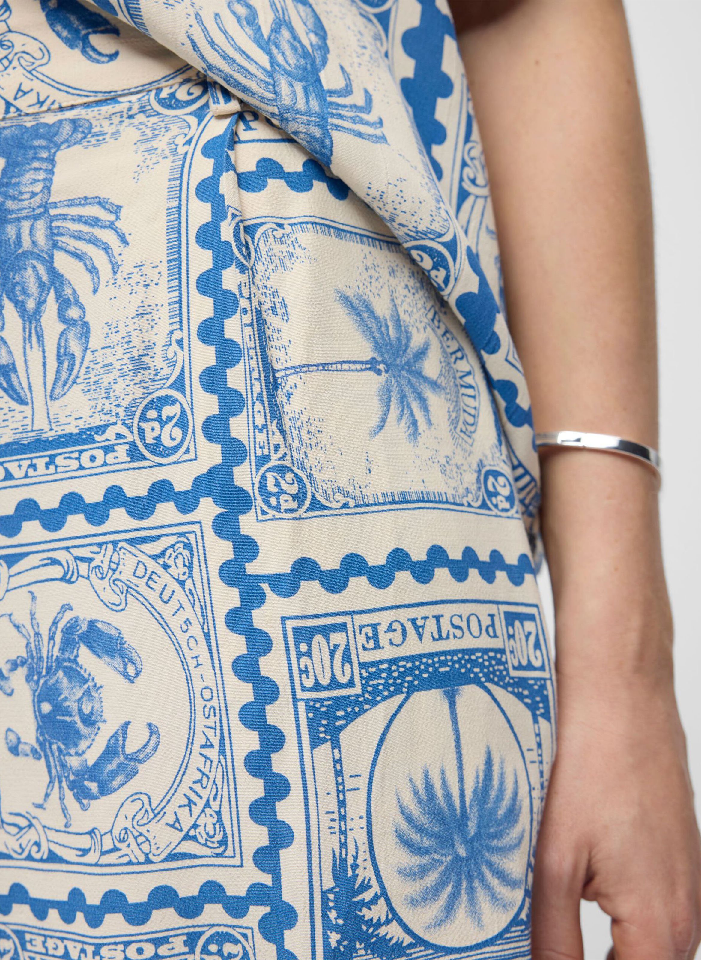 Wijde short met hoge taille en print OBJECT Beige