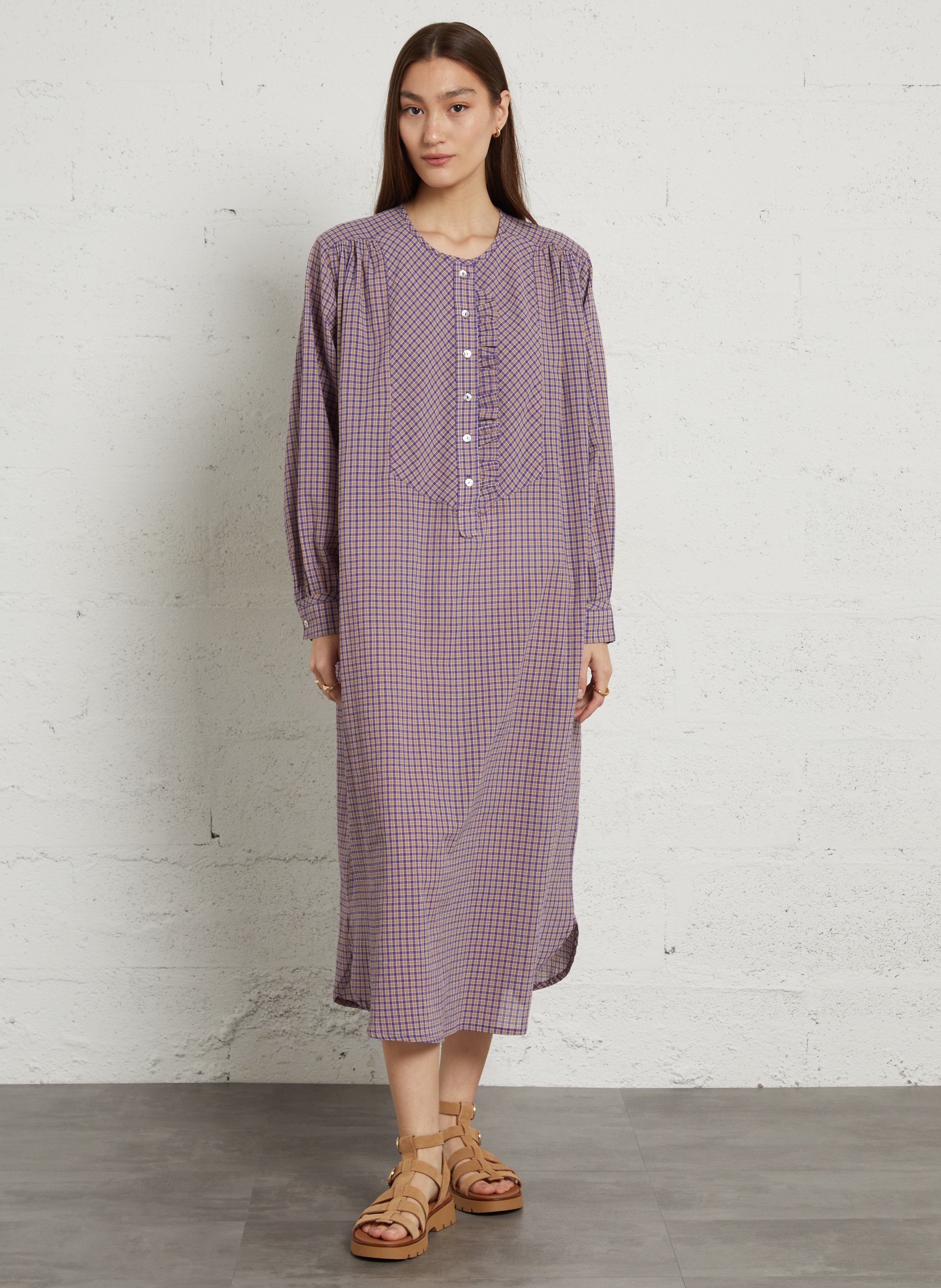 Avarca Berlin - Flache Ledersandalen mit Samt BOCAGE Beige