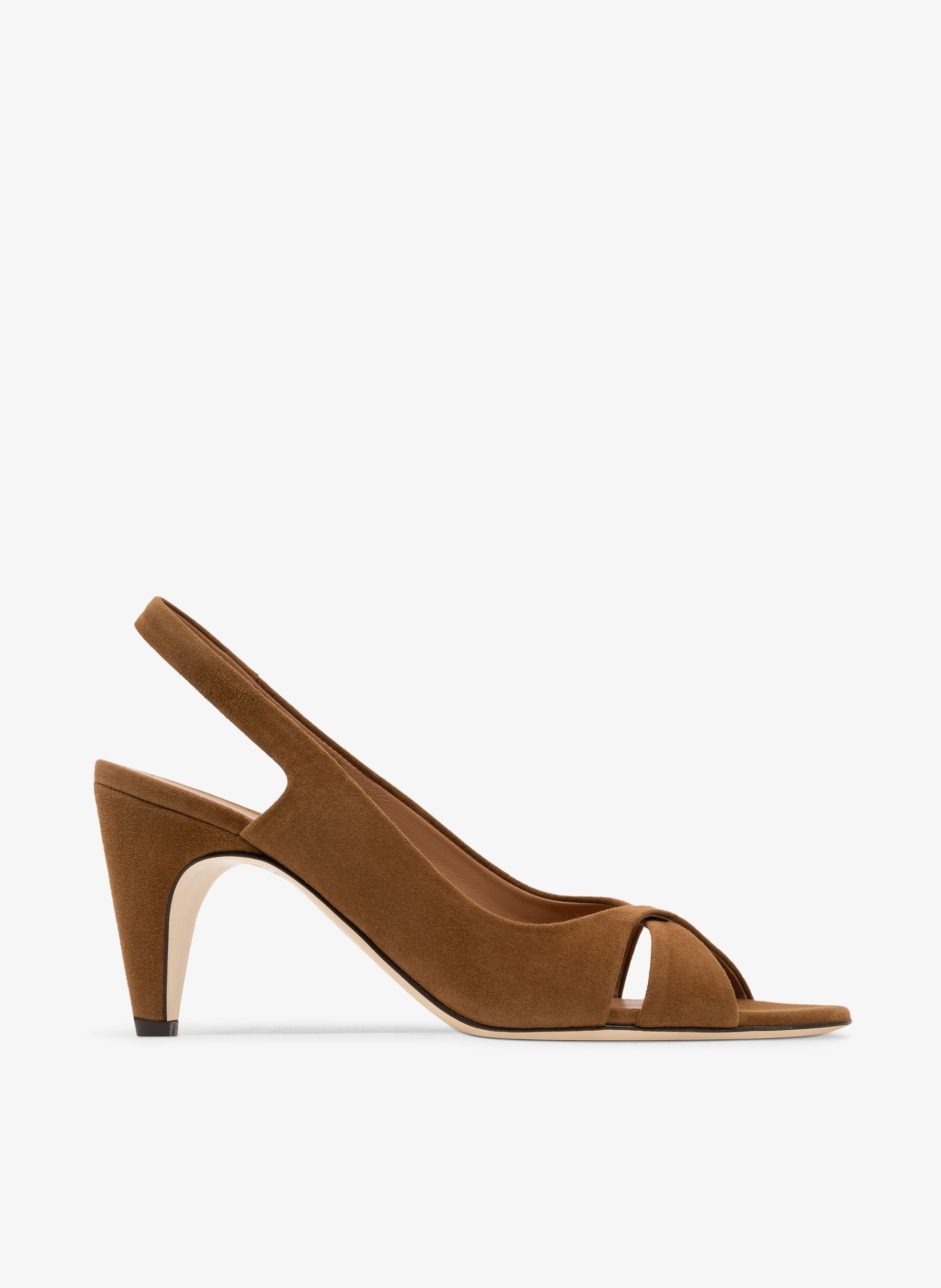 Sandales en cuir velours datte PARALLELE PARIS Marron