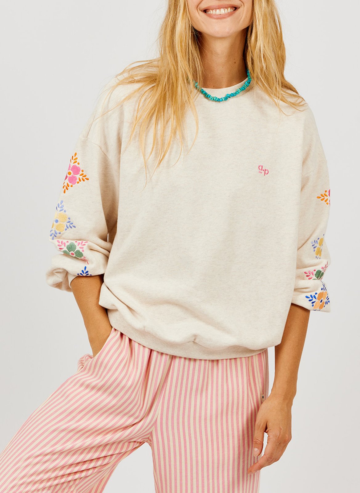 Oversized sweater van biologisch katoen A.P Beige