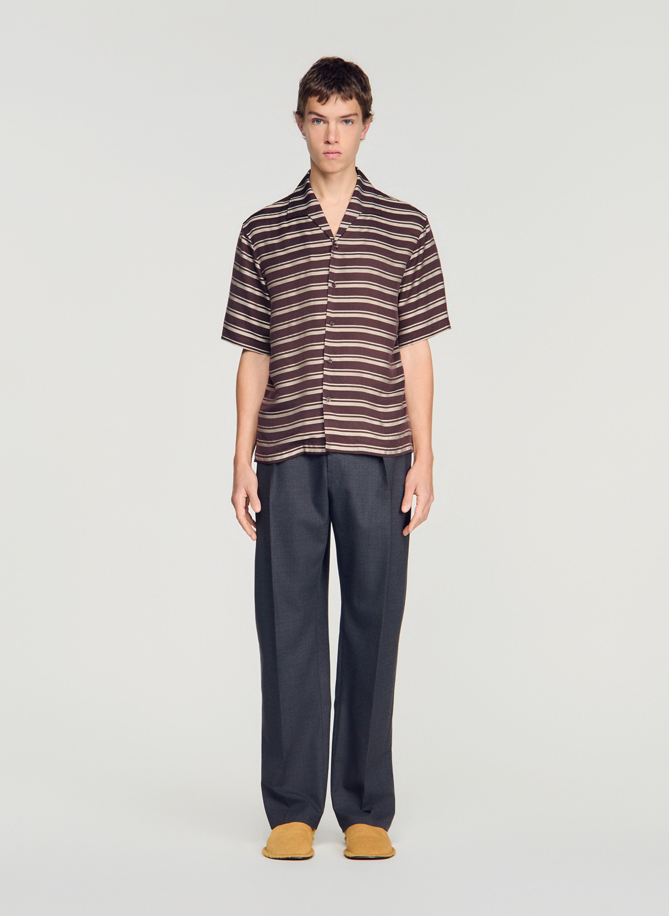 Chemise droite à rayures SANDRO Brown