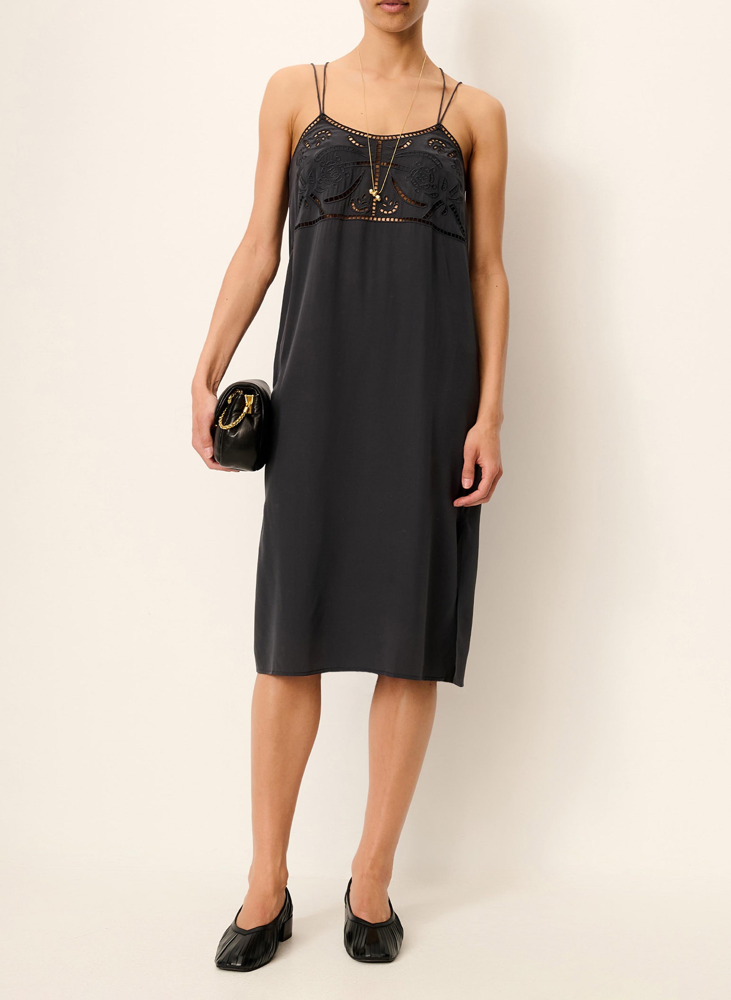 Kleid mit schmalen Trägern SESSUN Grun