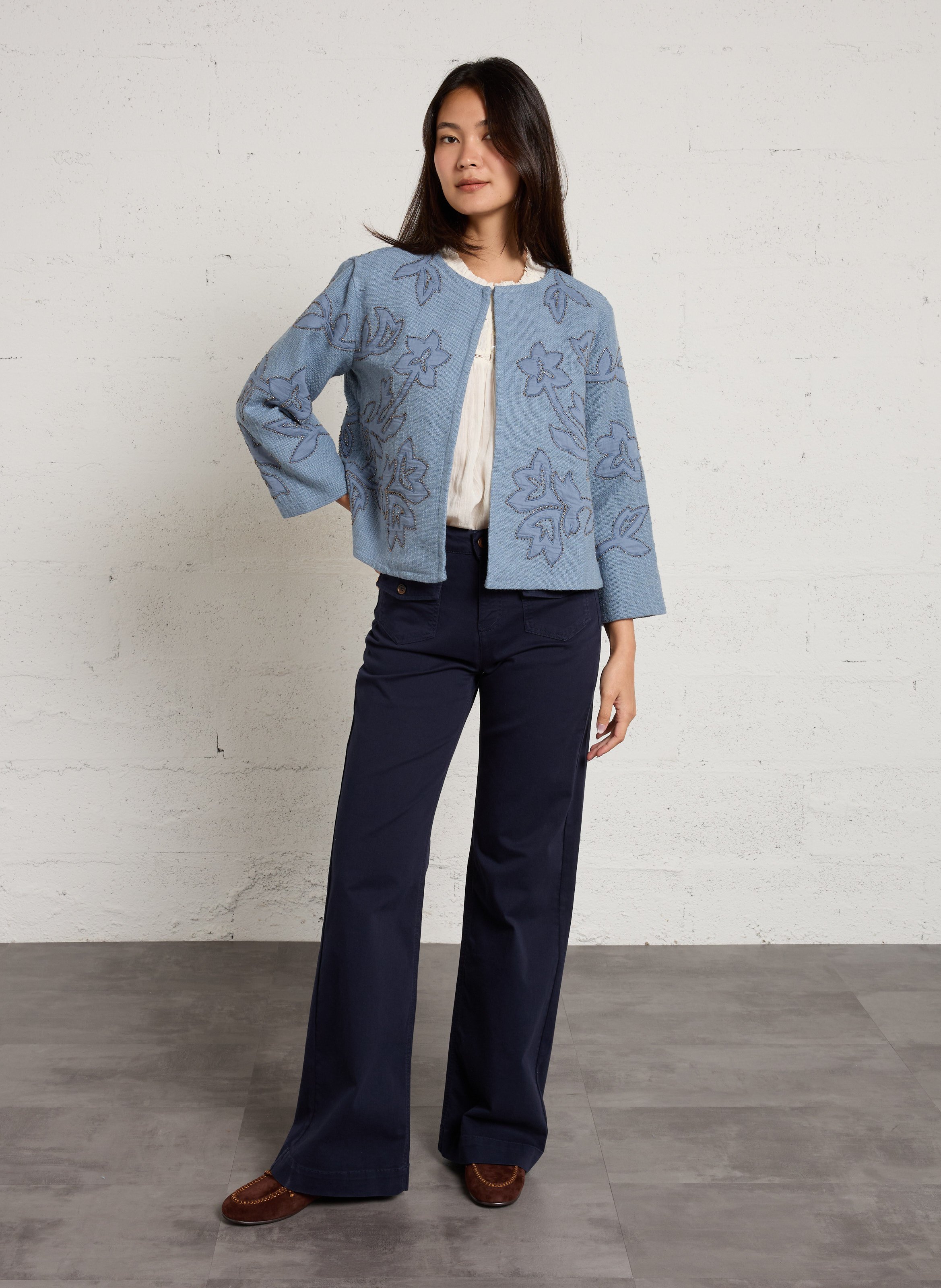 Recht, katoenen jasje MAISON 123 Blauw