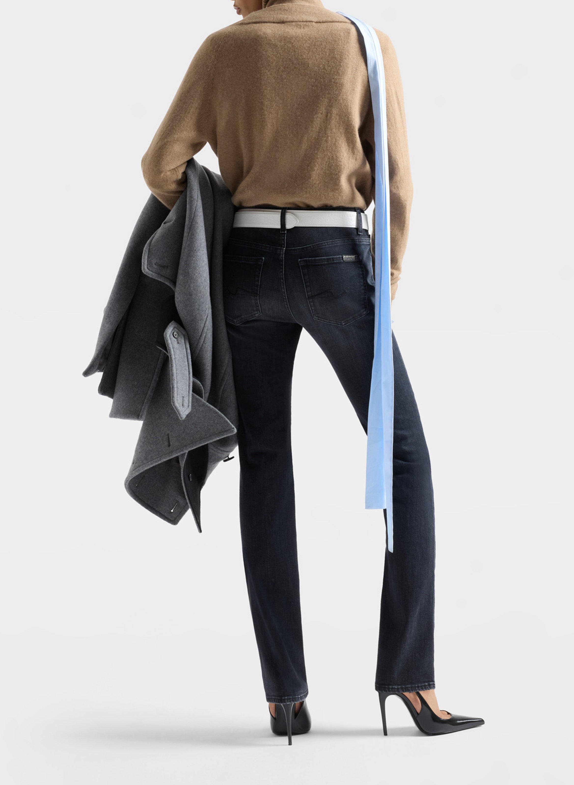 Jean slim en coton mélangé 7 FOR ALL MANKIND Noir