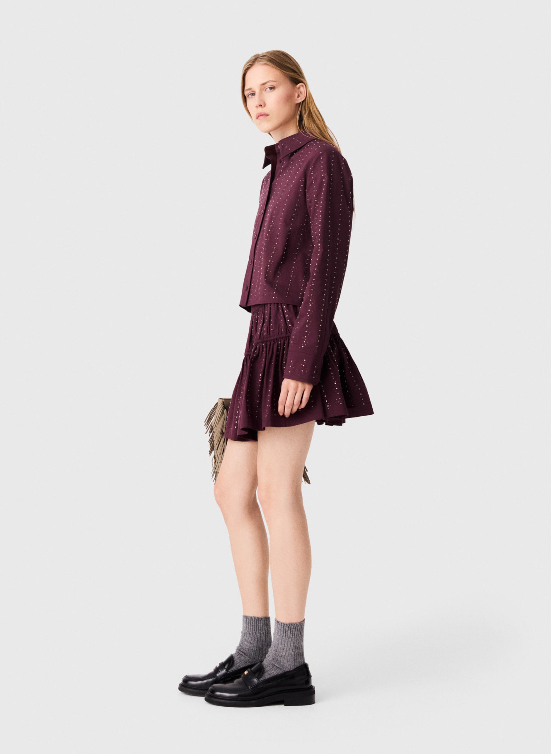 Short cotton-blend skirt MAJE Red