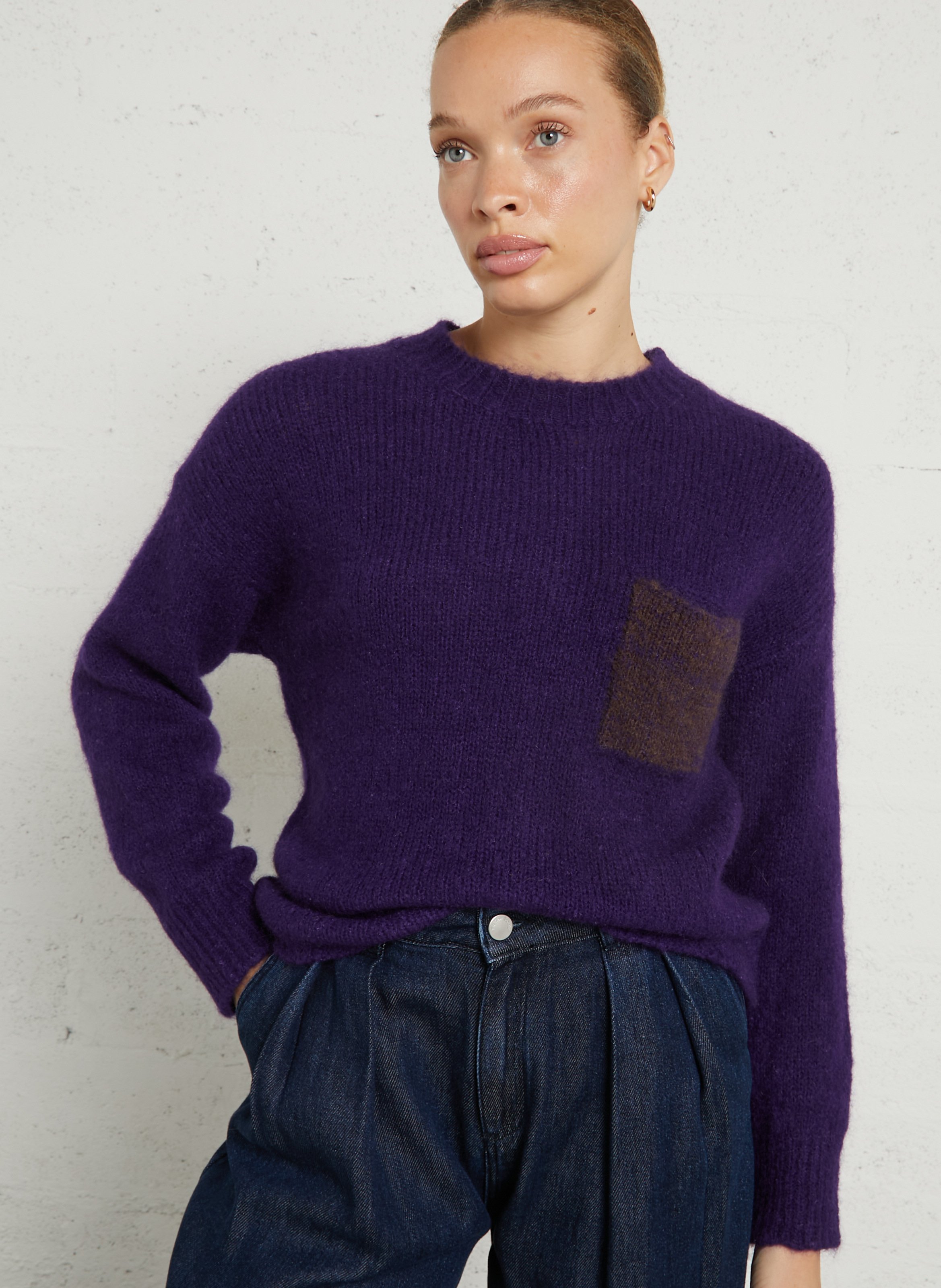 Round neck knit sweater MAISON ANJE Purple