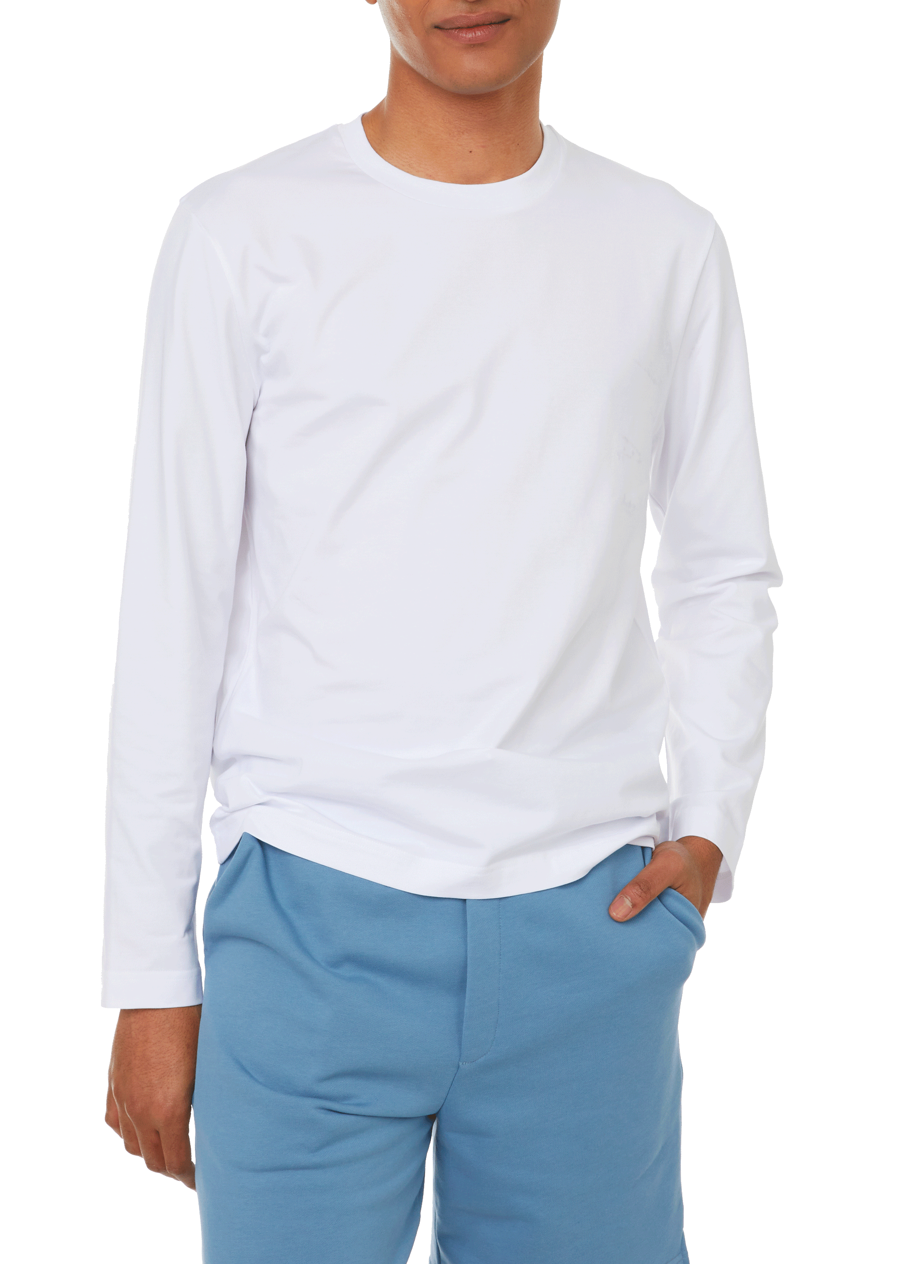 Long-sleeve cotton blend baff t-shirt SAISON 1865 White