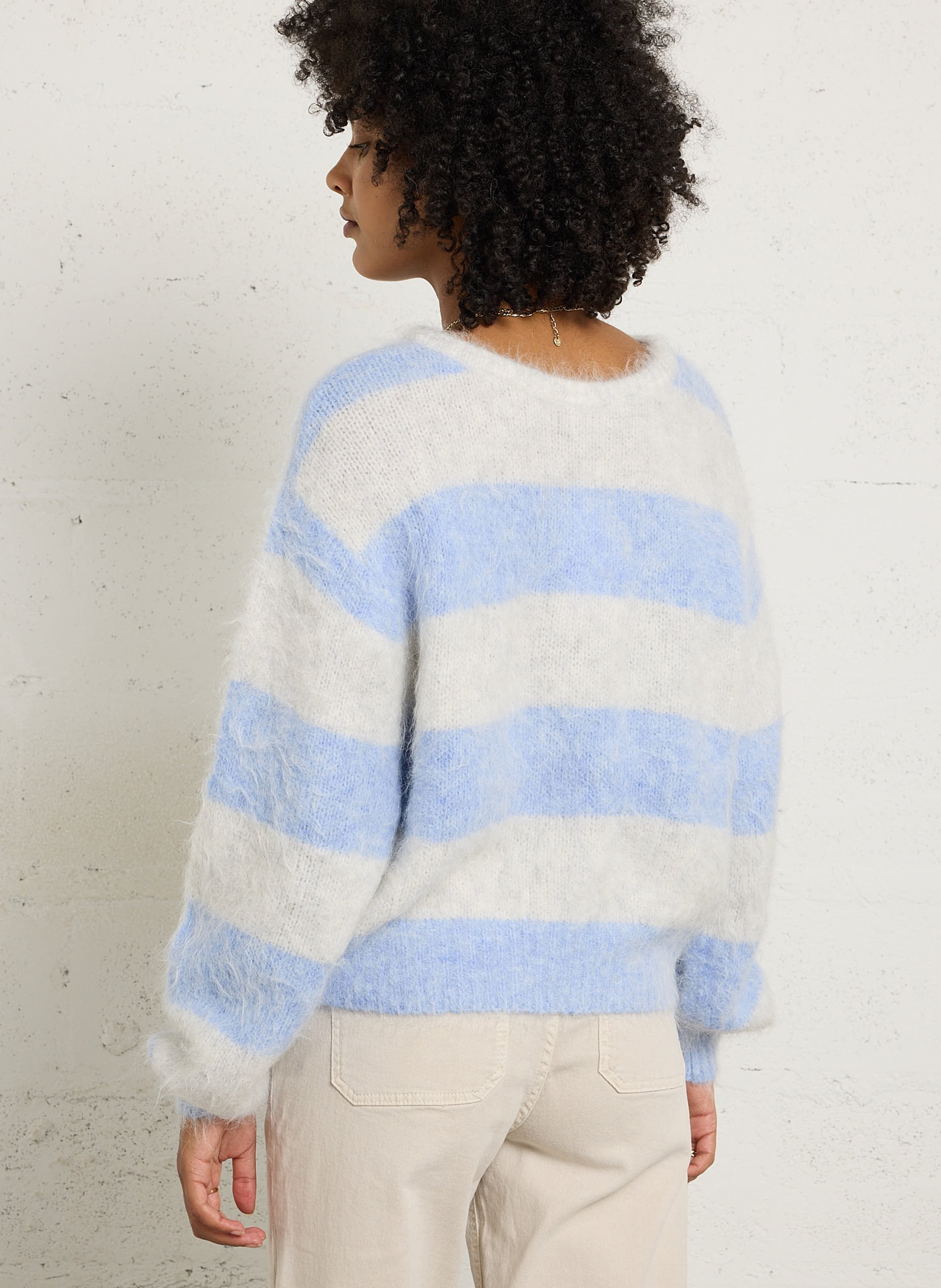 Oversized round-neck wool-blend sweater AMERICAN VINTAGE Blue