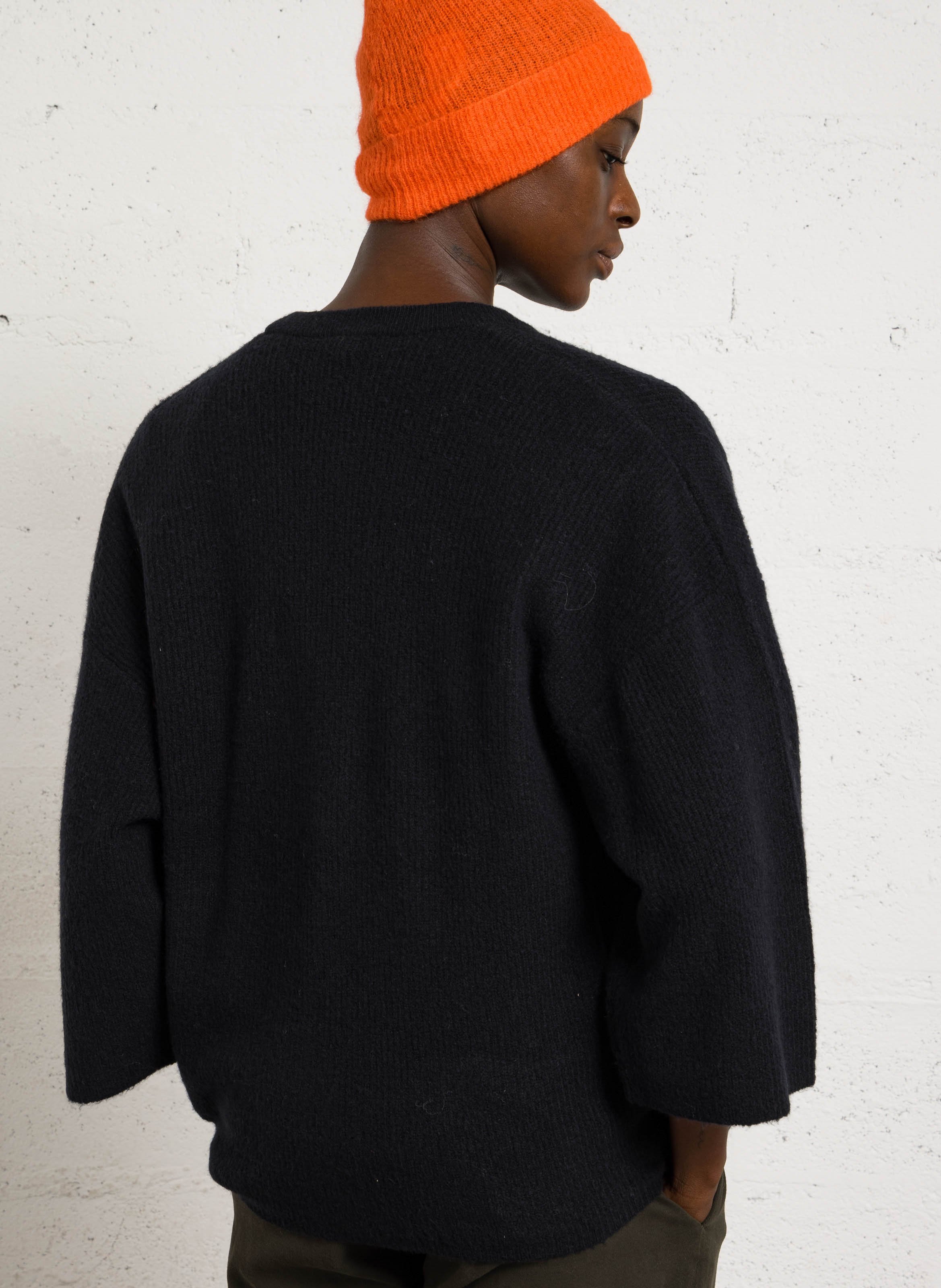 Oversize Rundhalsausschnitt-Strickweste AMERICAN VINTAGE Schwarz