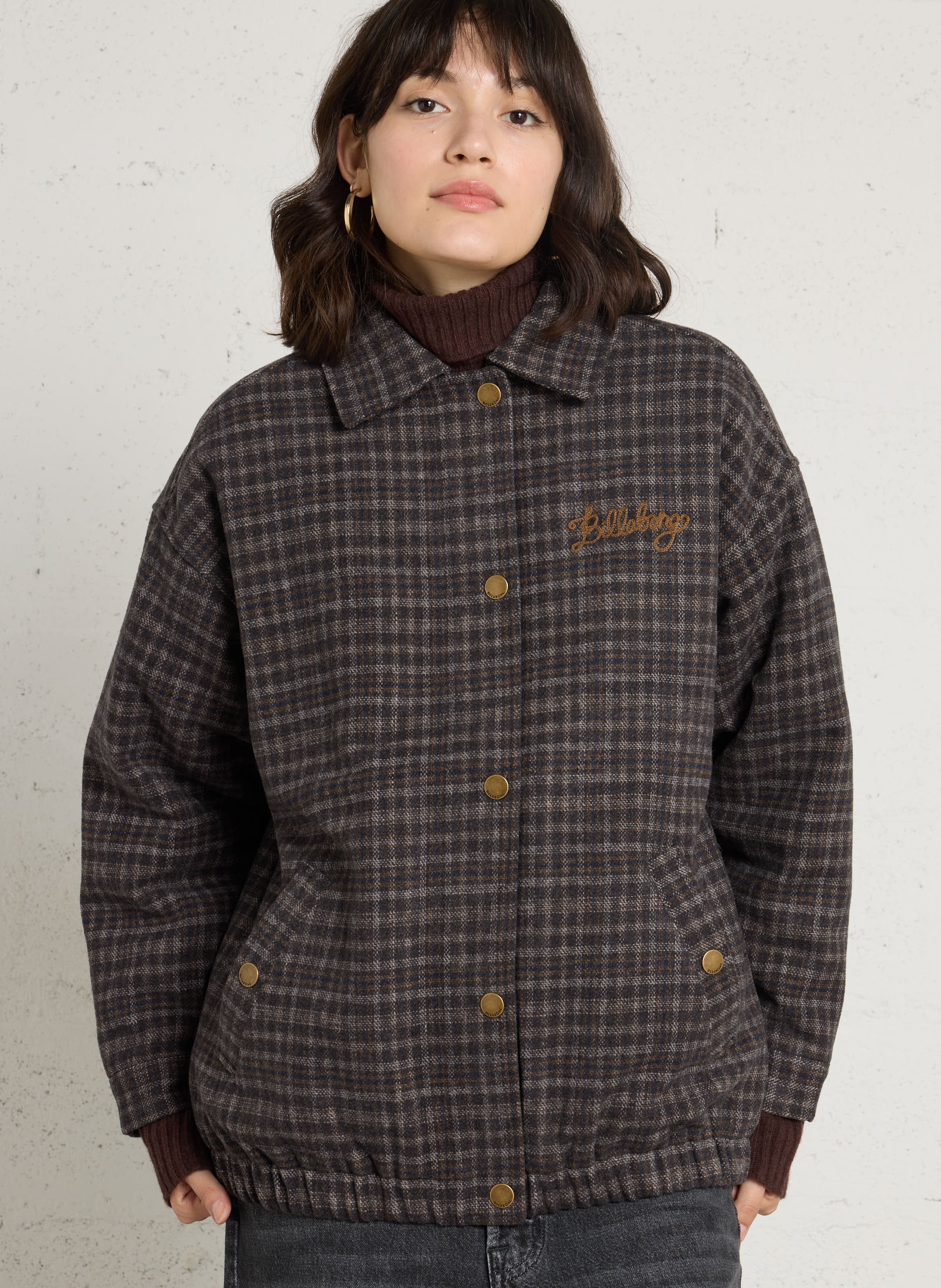 Veste ample col classique à carreaux BILLABONG Noir