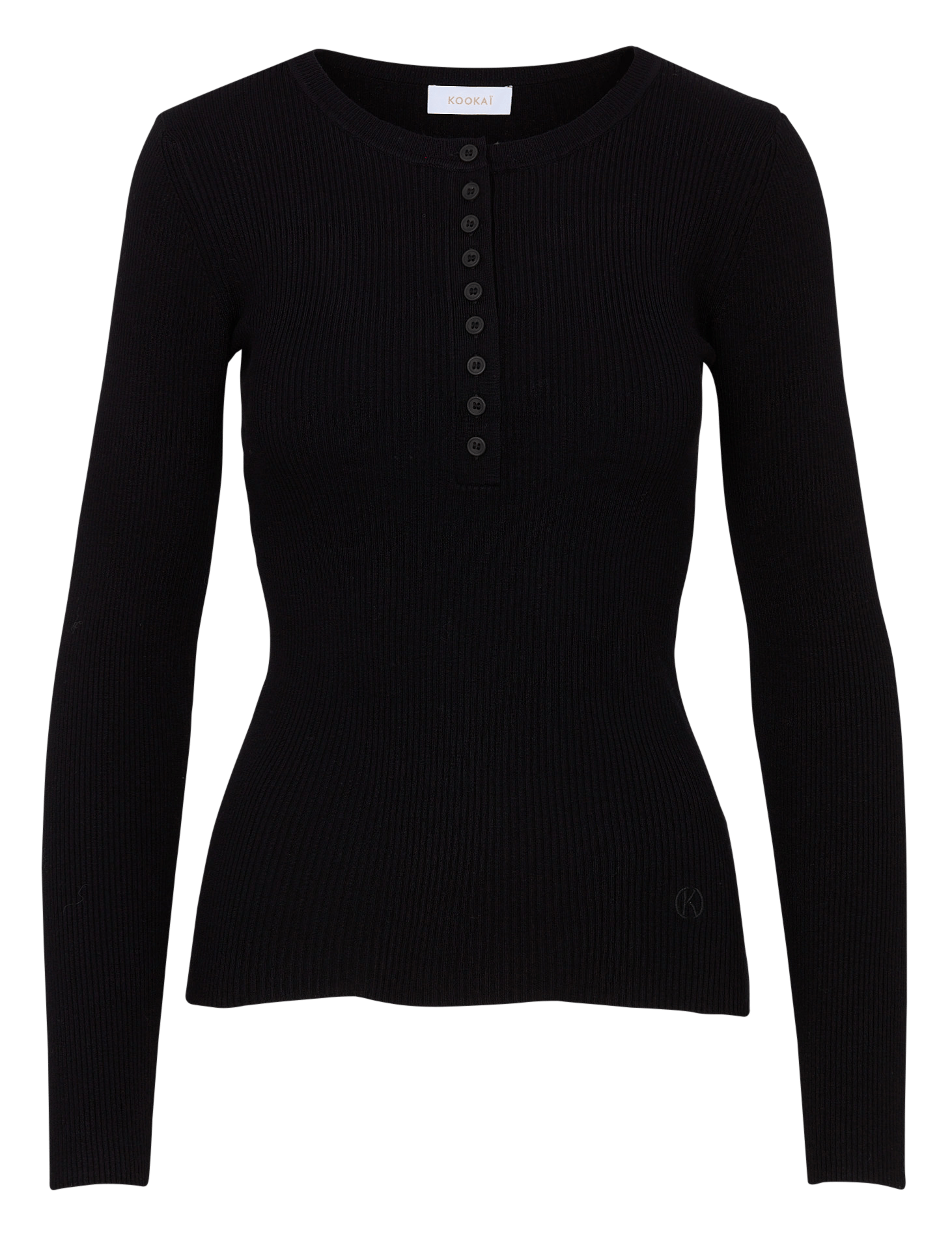 Pull moulant col rond côtelé KOOKAI Noir