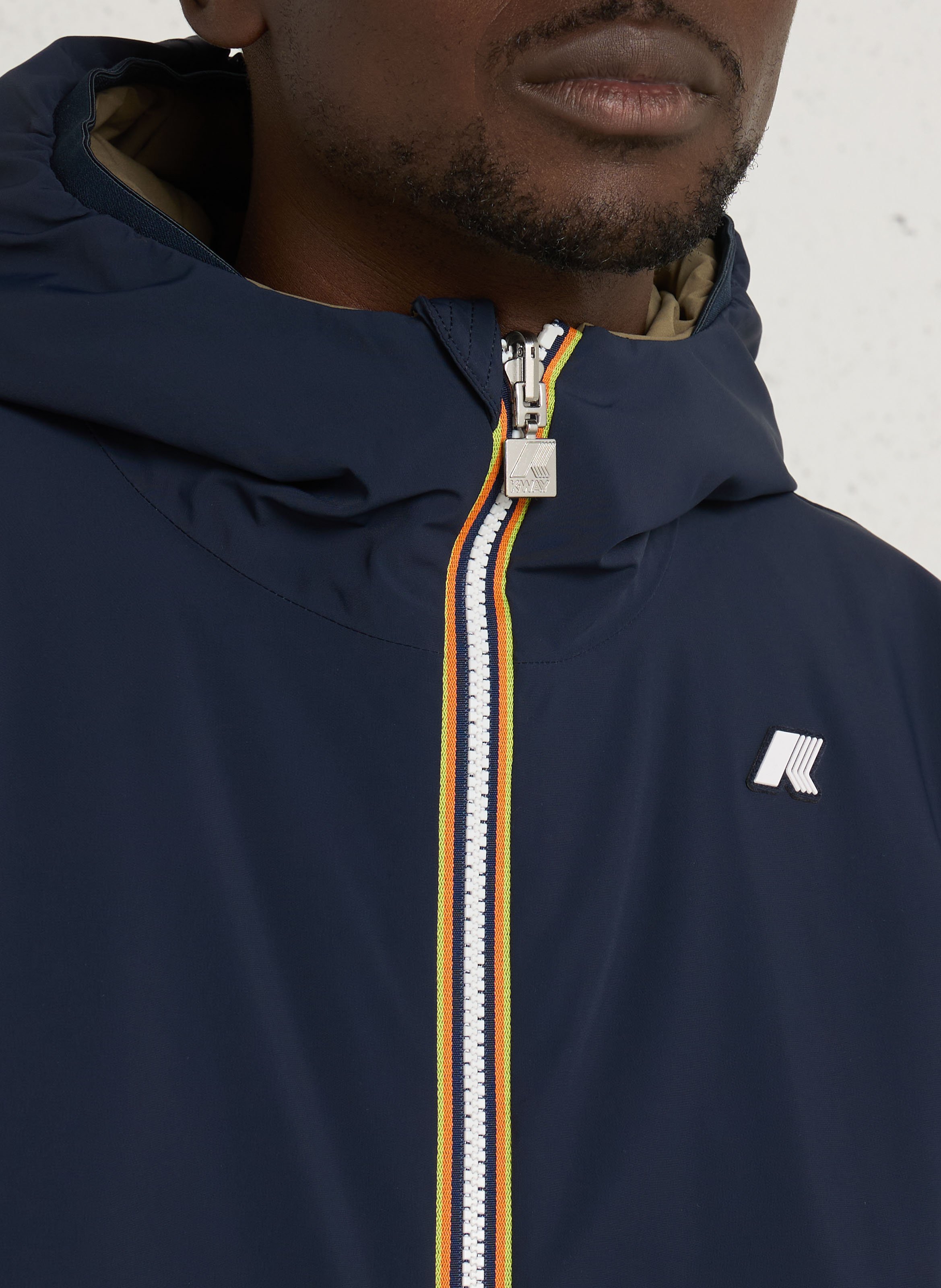 Straight windbreaker with high collar K-WAY Blue
