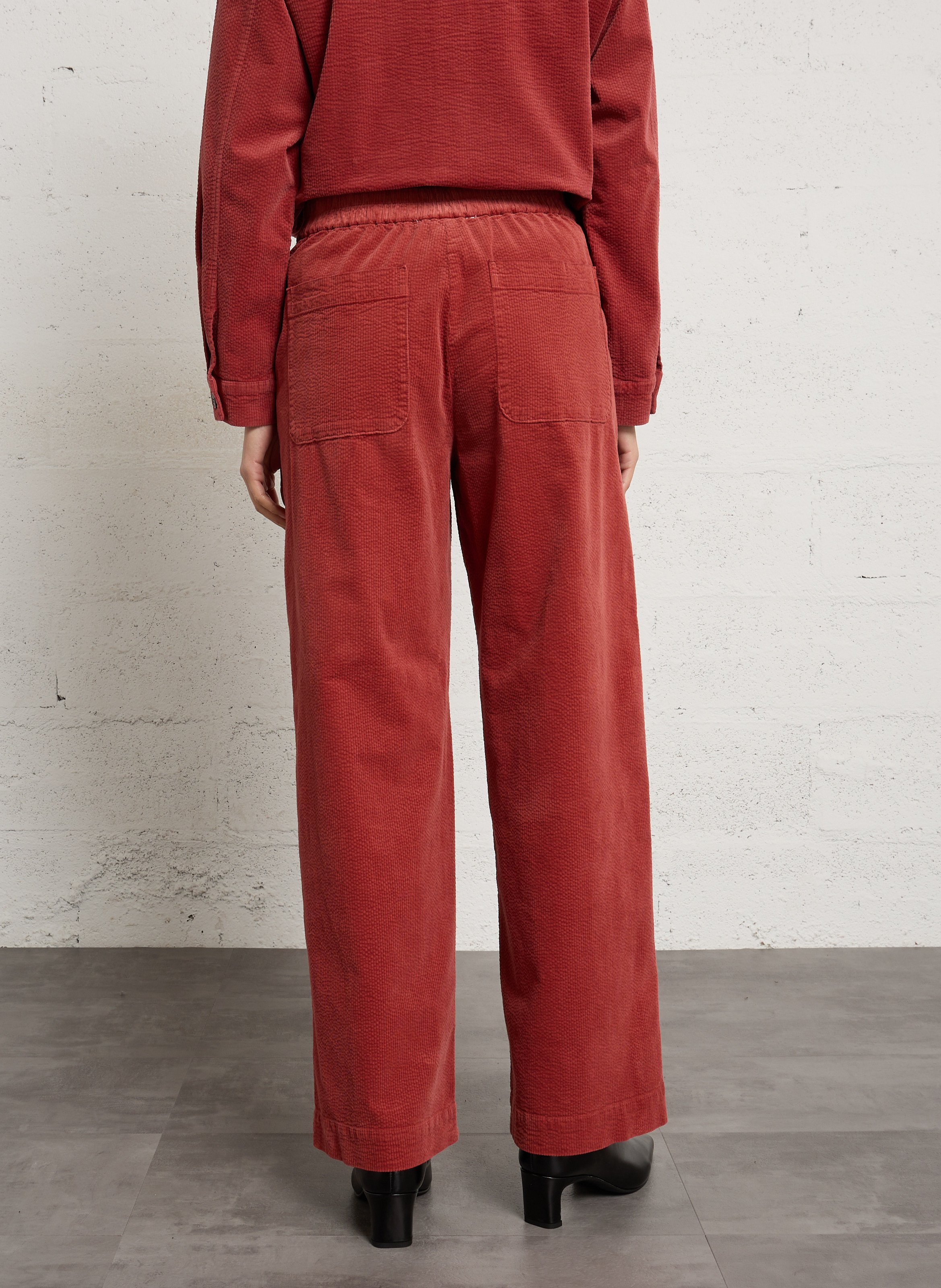 Pantalon large velours côtelé en coton mélangé NICE THINGS Rose