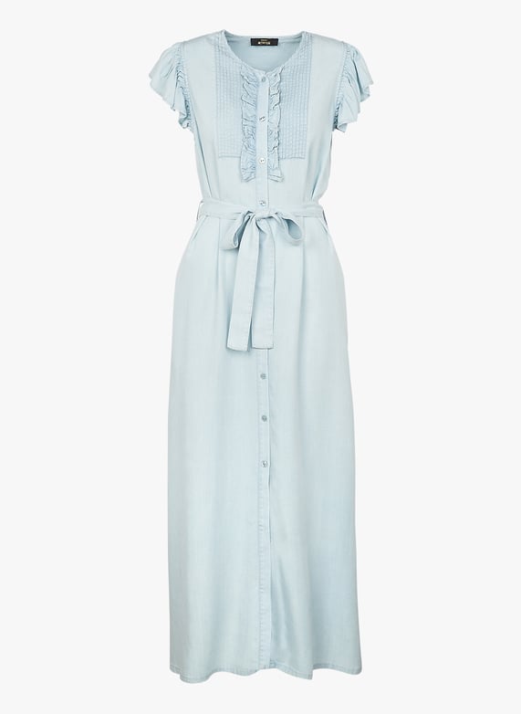 Vestido largo con cinturón Denim chiaro Twinset Mujer Place