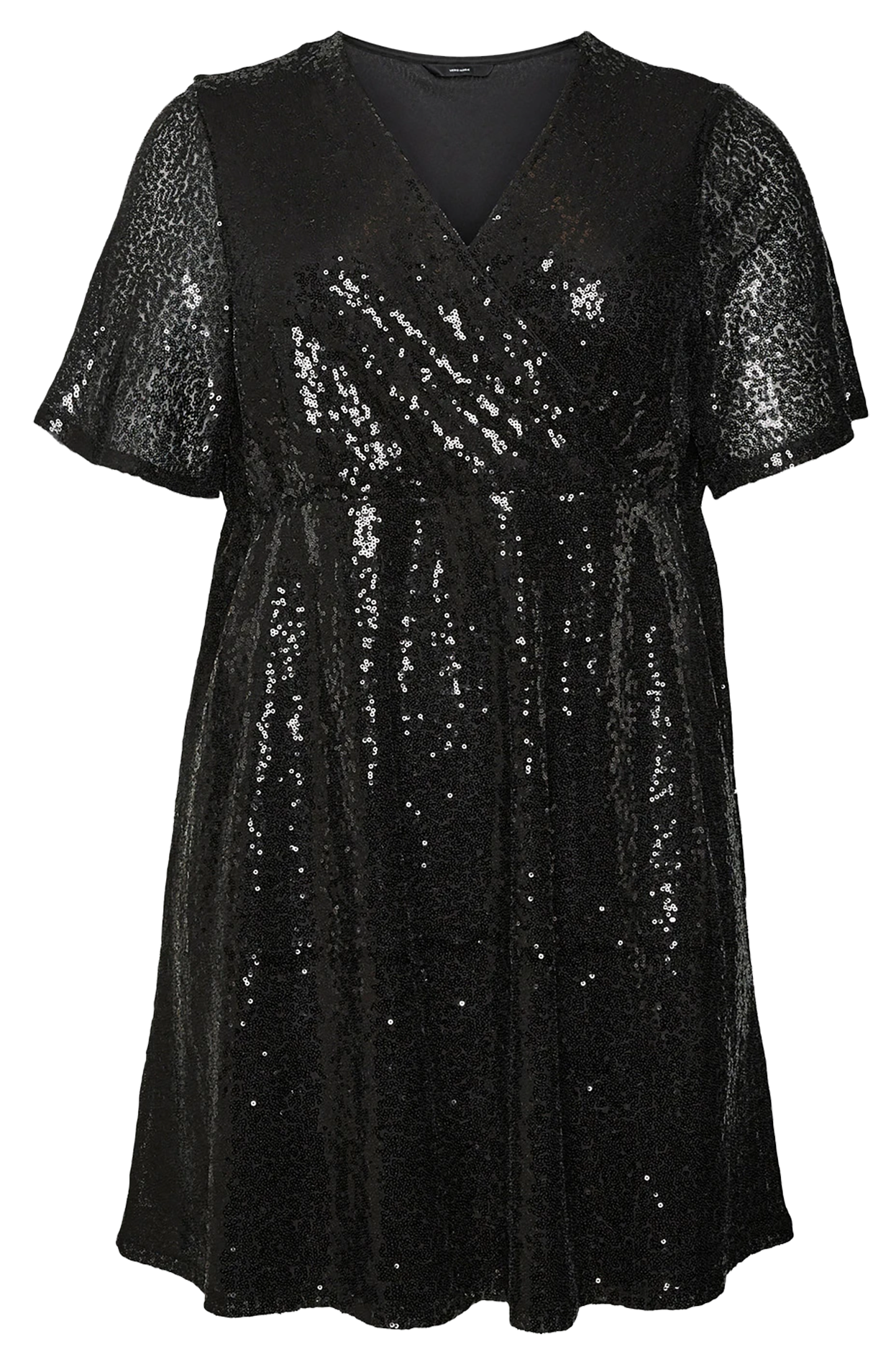 Robe courte cache coeur à sequins  VERO MODA CURVE Noir