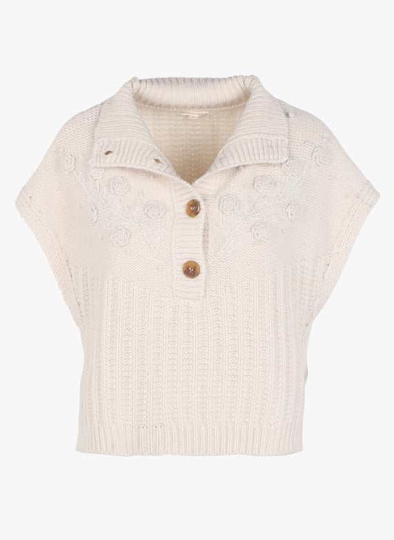 Mariella button detail poncho pullover hotsell