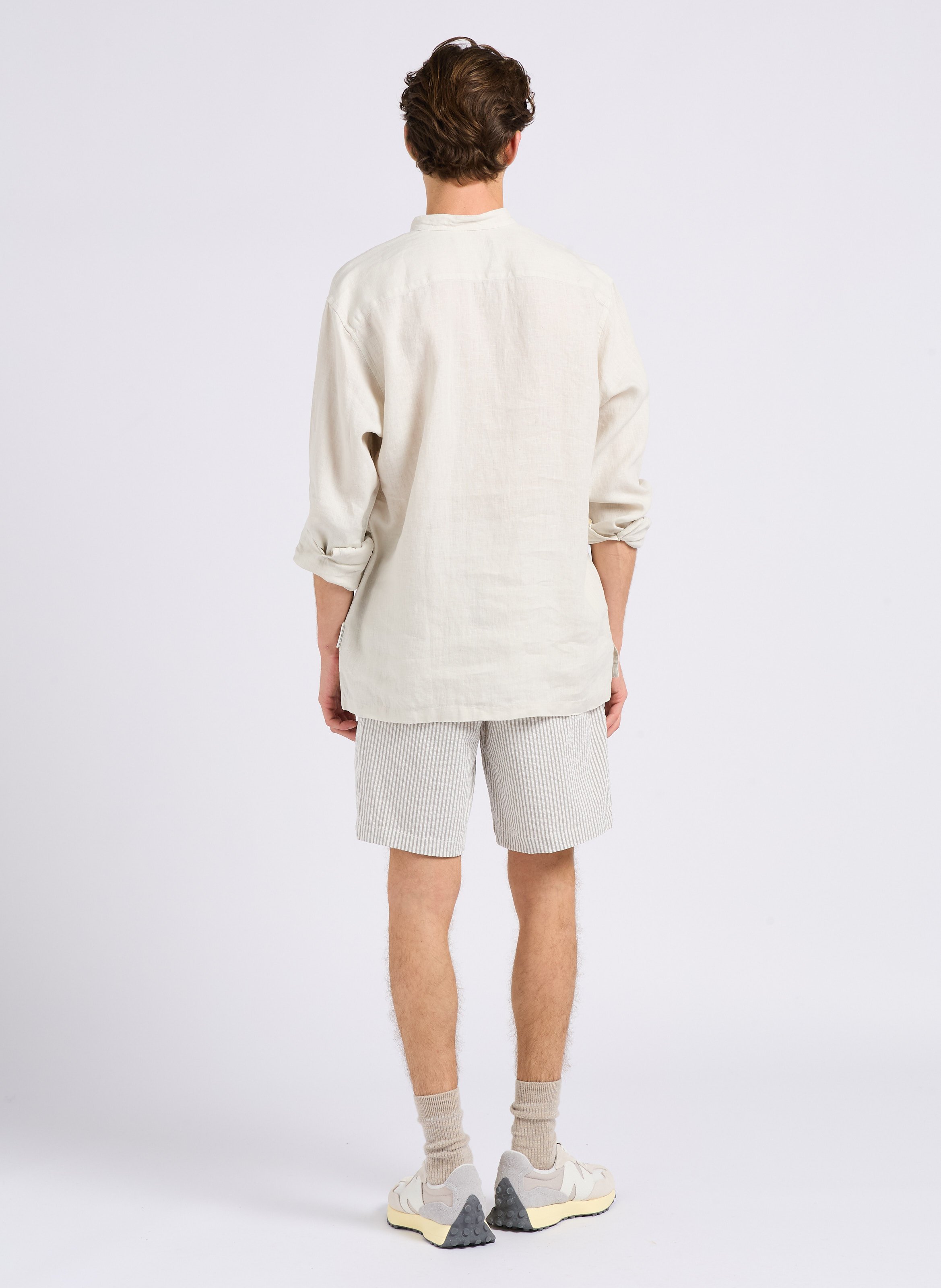 Straight-leg organic cotton-blend shorts SELECTED Grey